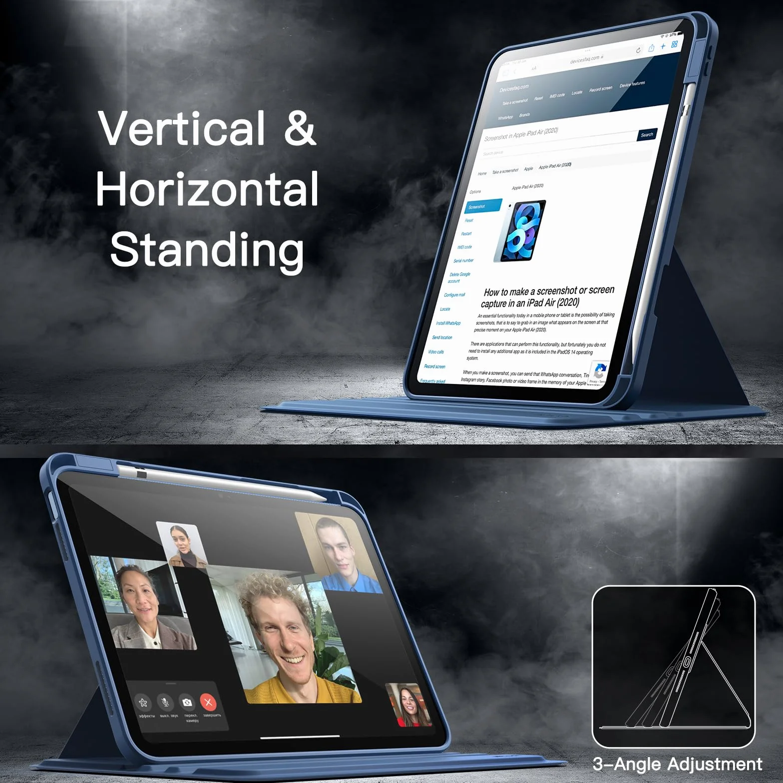 JETech Obrotowe Etui dla iPad (A16) 11./10. Generacja (2025/2022) z Pencil Uchwyt, Obrotowa o 360 Stopni Stojaka Ochronnego Osłona Przejaśniać Tył, Automatycznie Budzi/Spać (Granatowy)