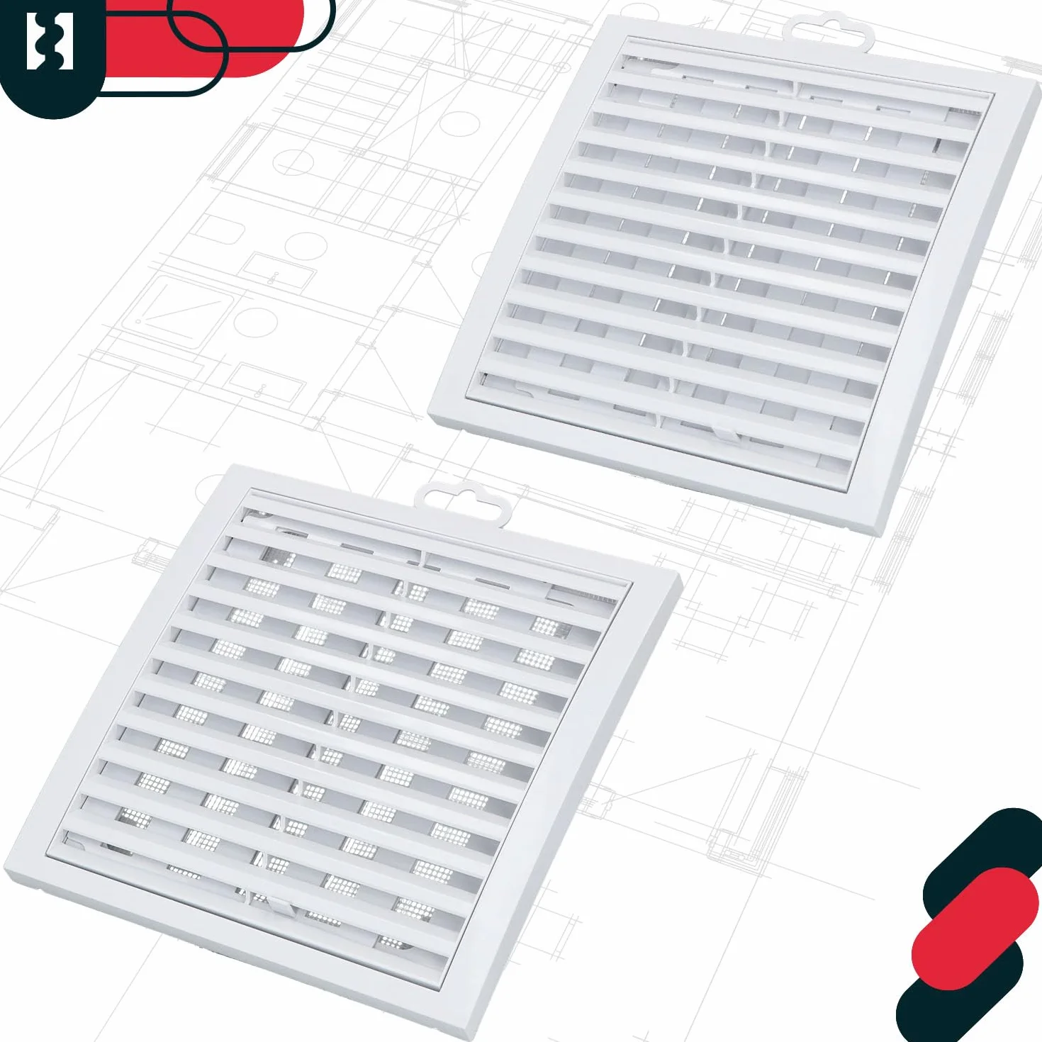 KOTARBAU® Kratka Kwadratowa Zamykana z siatką Biała Plastik 200 mm x 200 mm