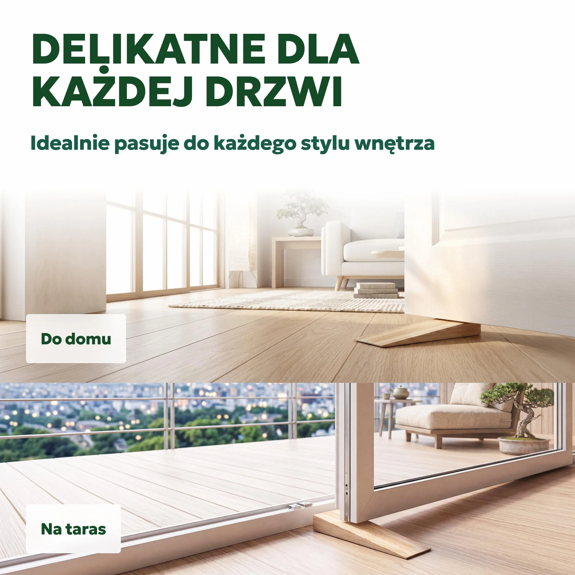 Stoper do drzwi antypoślizgowy, wykonany w 100% z bambusa FSC – zestaw 2 klinów z drewna – mocny stoper do drzwi z gumą – kliny do wszystkich rodzajów drzwi – kliny drewniane (Bambus)