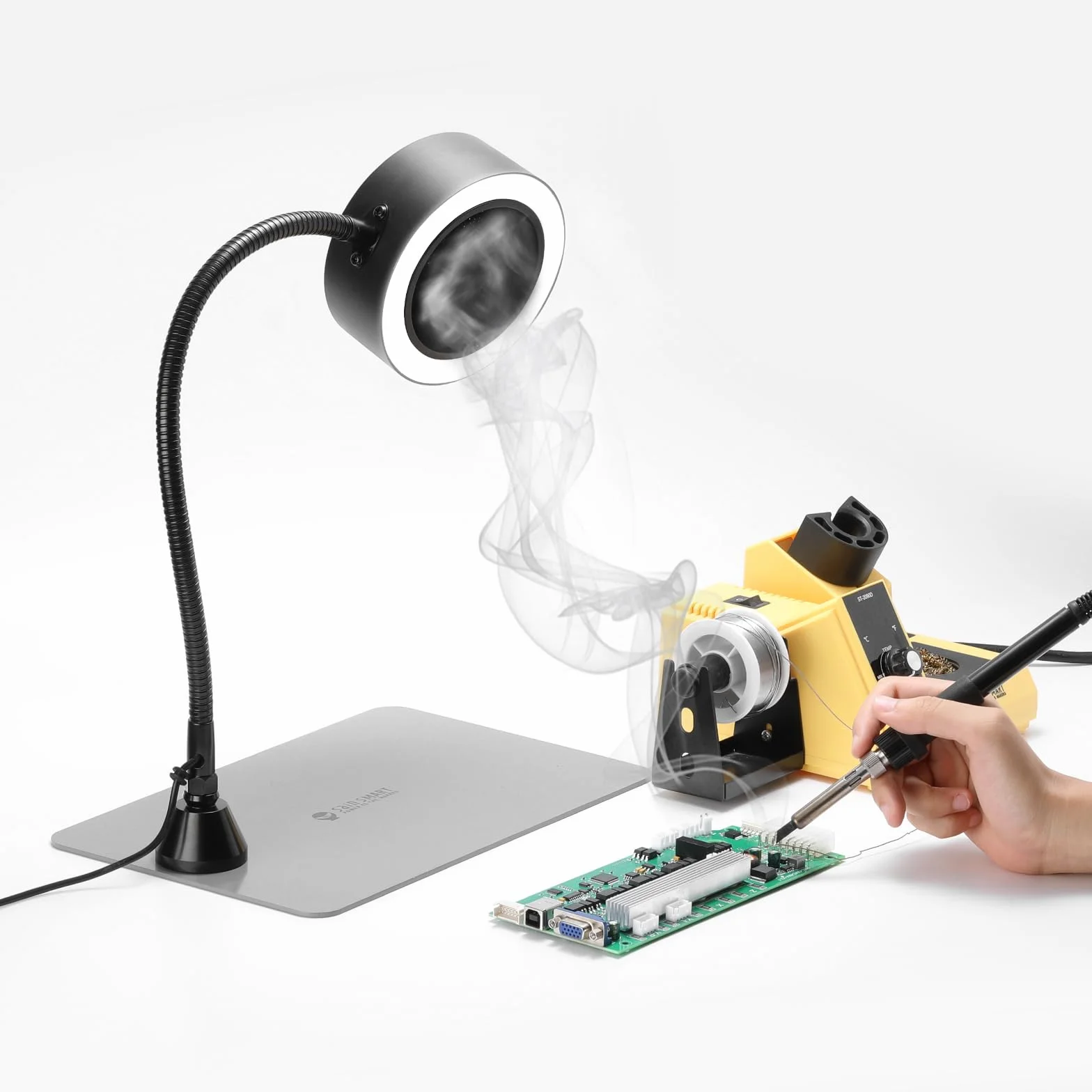 SainSmart Magnetyczny tłumik do lutowania z LED, stal nierdzewna, wymienny zacisk stołowy