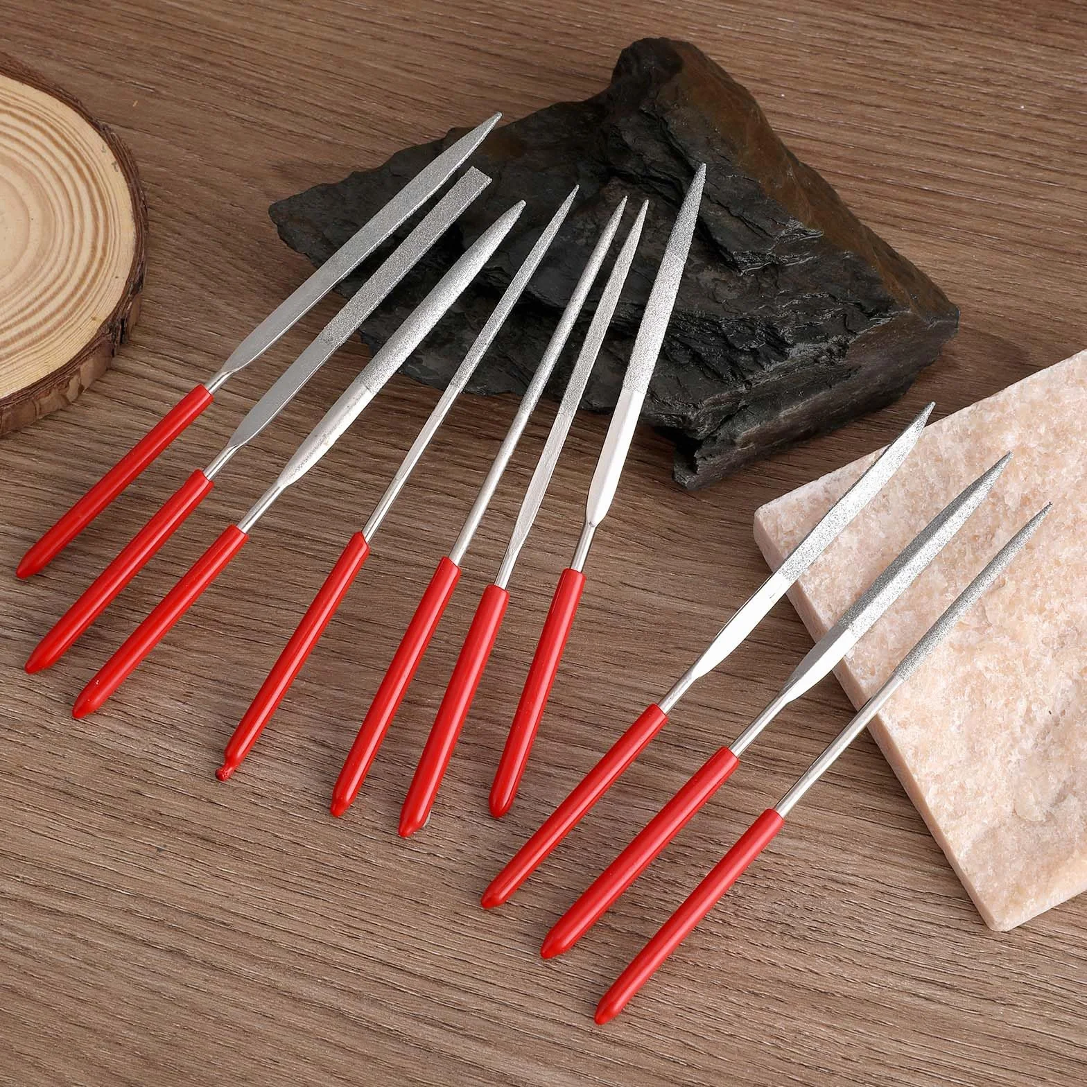 Prasacco Zestaw 10 mini pilników, 14 cm długości, zestaw mini diamentowych plików z uchwytem z tworzywa sztucznego, narzędzia ręczne, pilniki do metalu, drewna, kamienia, tworzywa sztucznego (10