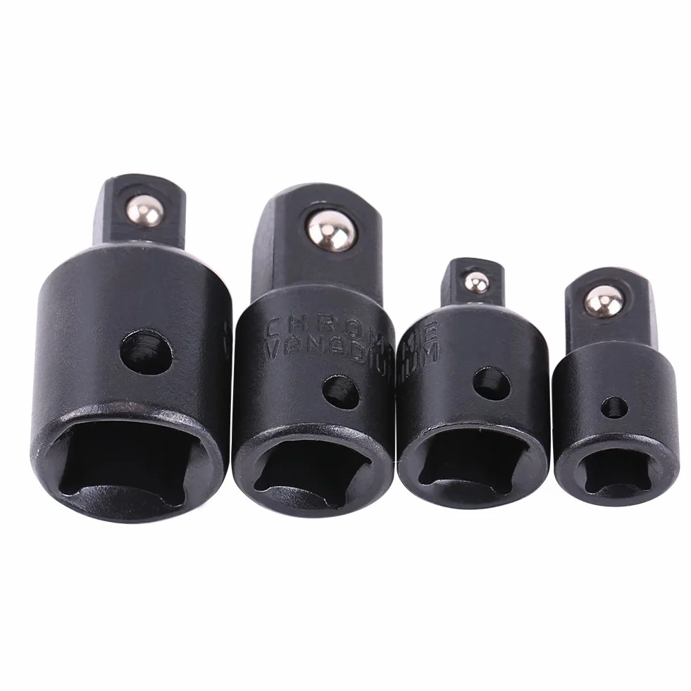 4 szt. gniazda śrubokręt konwerter reduktor zestaw czarny klucz nasadowy adaptery 1/2", 3/8", 1/4"