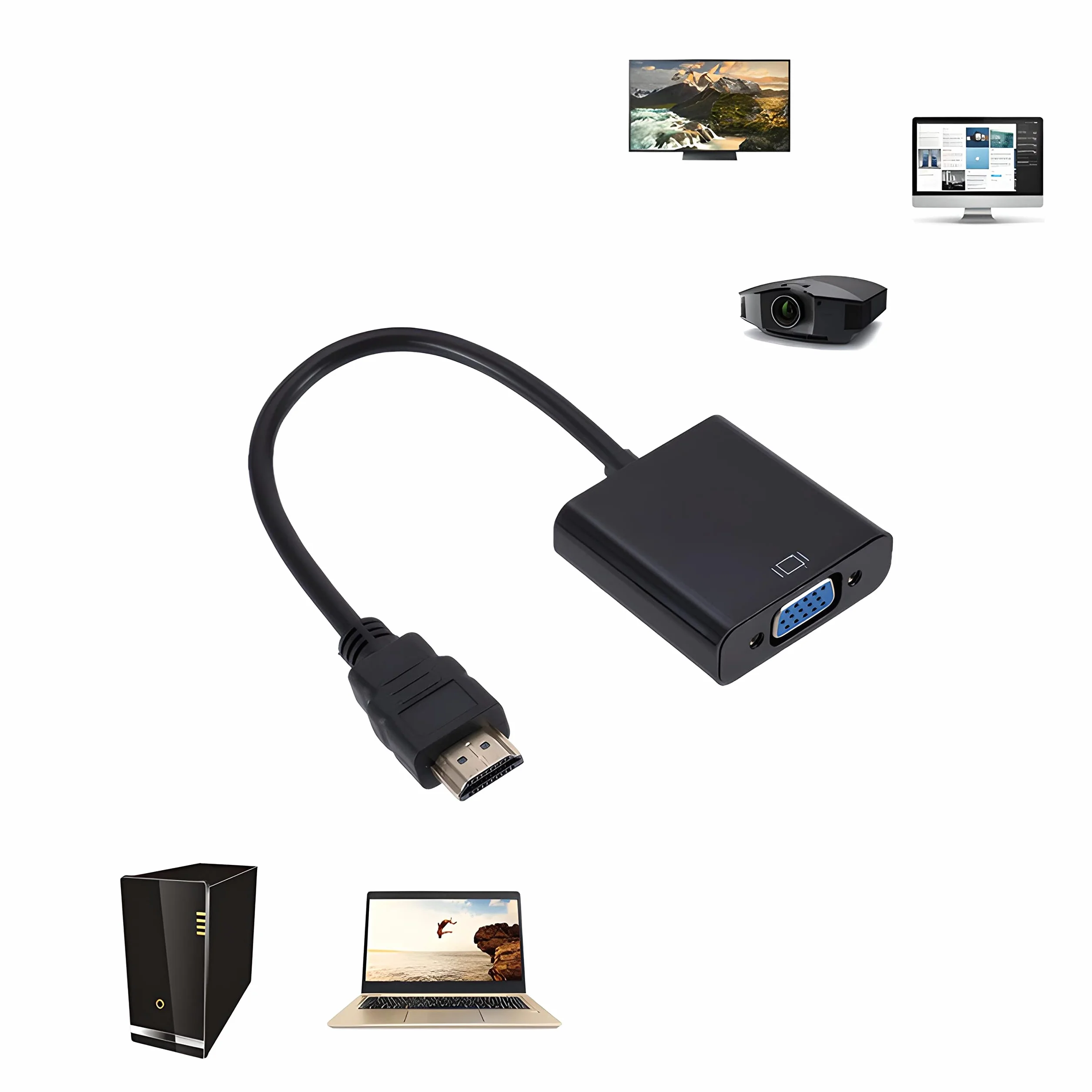 Retoo adapter HDMI na VGA konwerter 1080P HD czarny
