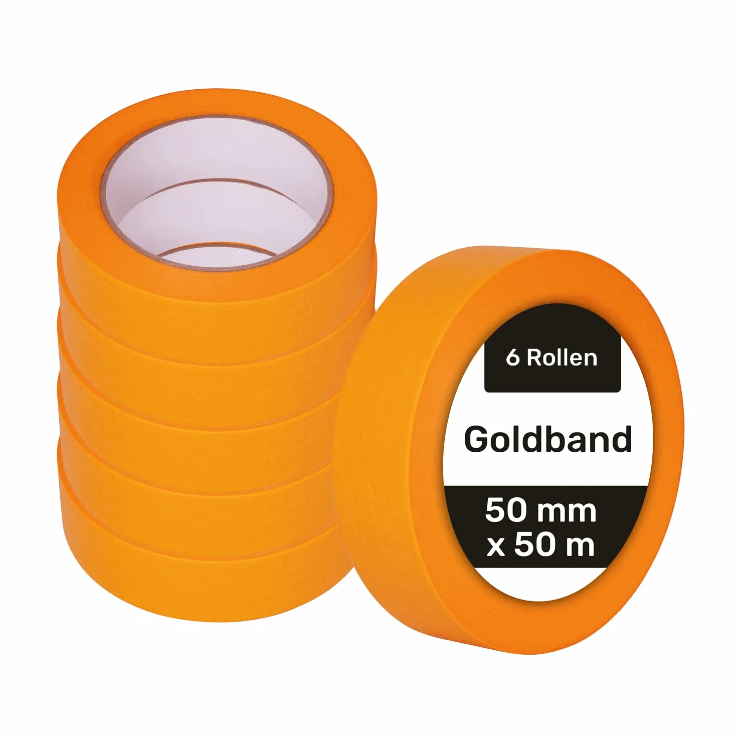 Silisto Goldband 50 mm x 50 m – 6 rolek – taśma malarska, taśma malarska, taśma maskująca, taśma malarska, taśma malarska – przykleja się do drewna, tynku, tapety, włókniny i metalu