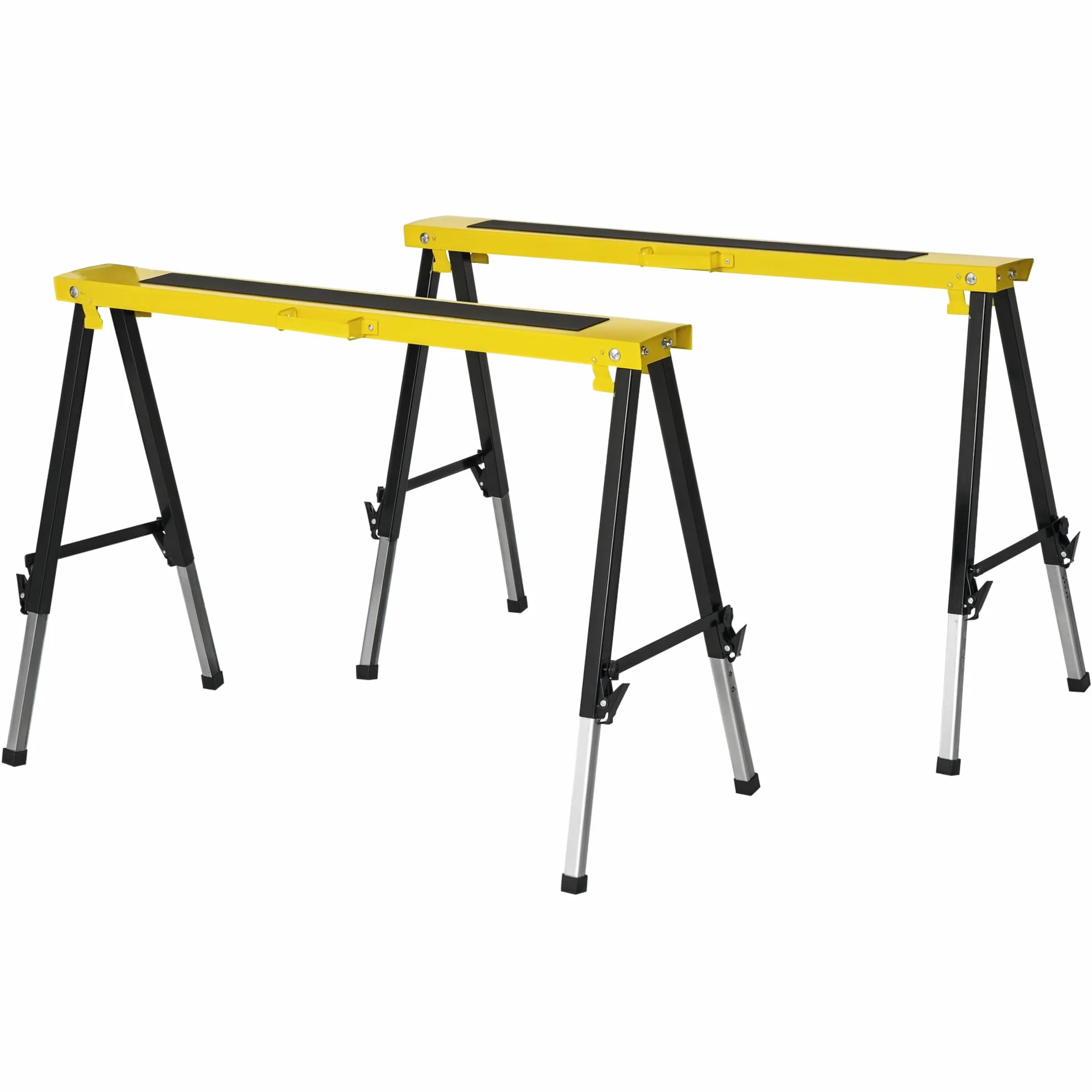 DURHAND zestaw 2 stojaków stojak do cięcia stojak roboczy stojak składany powierzchnia antypoślizgowa stal żółty czarny 100 x 49 x 62–89,5 cm obciążenie 100 kg