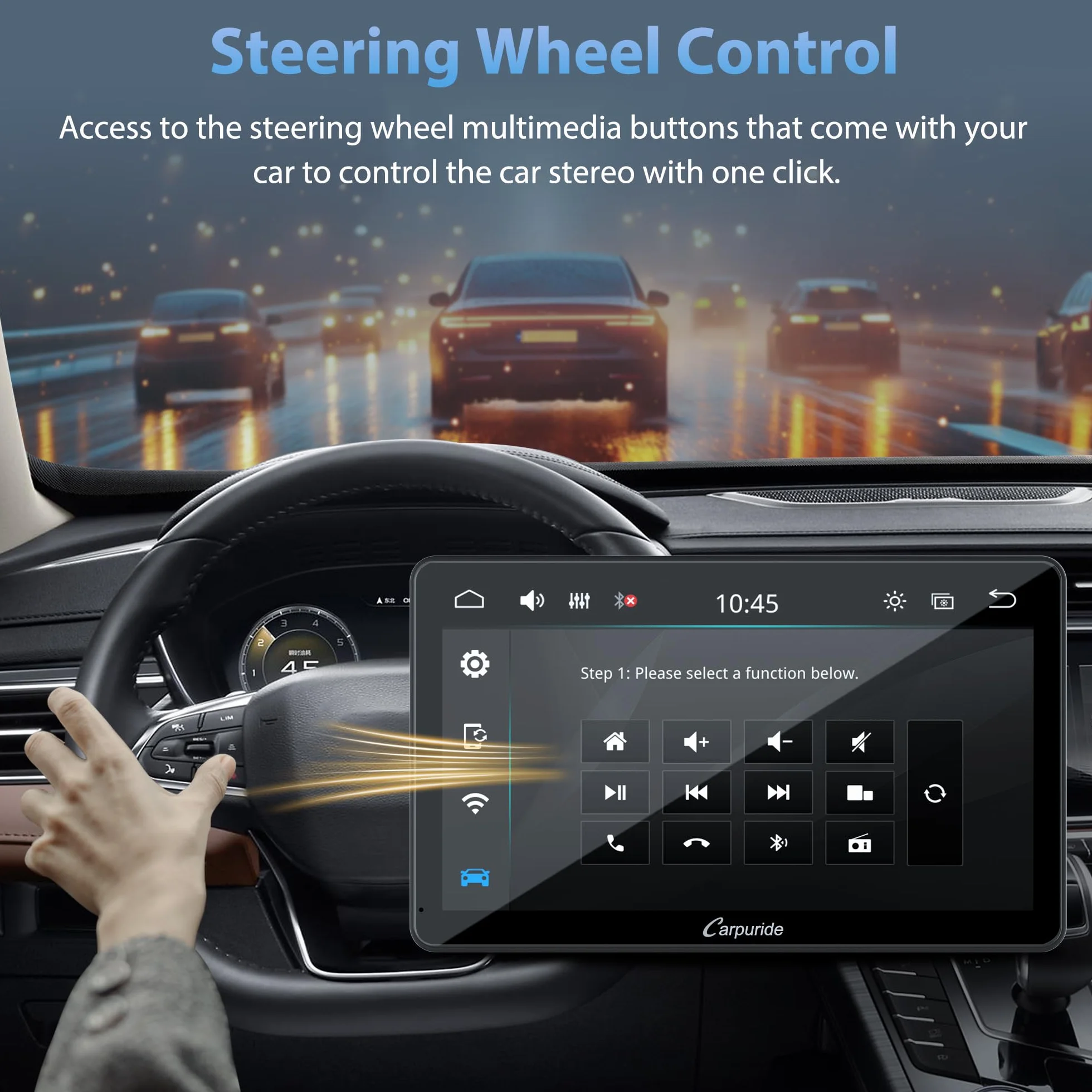 Carpuride YT101S radio samochodowe z podwójnym DIN, bezprzewodowe CarPlay i Android Auto, ekran dotykowy 10,1" HD