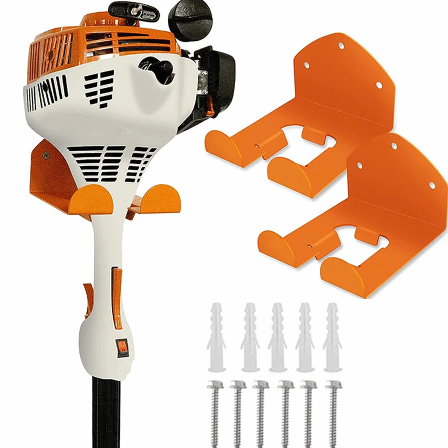 2szt Organizator garażu Przycinarka Rack, Montowany na ścianę haczyk na trawę Heavy Duty Garden Power Tool wieszak z 6 sztuk śrub i 6 sztuk wtyczek ściennych