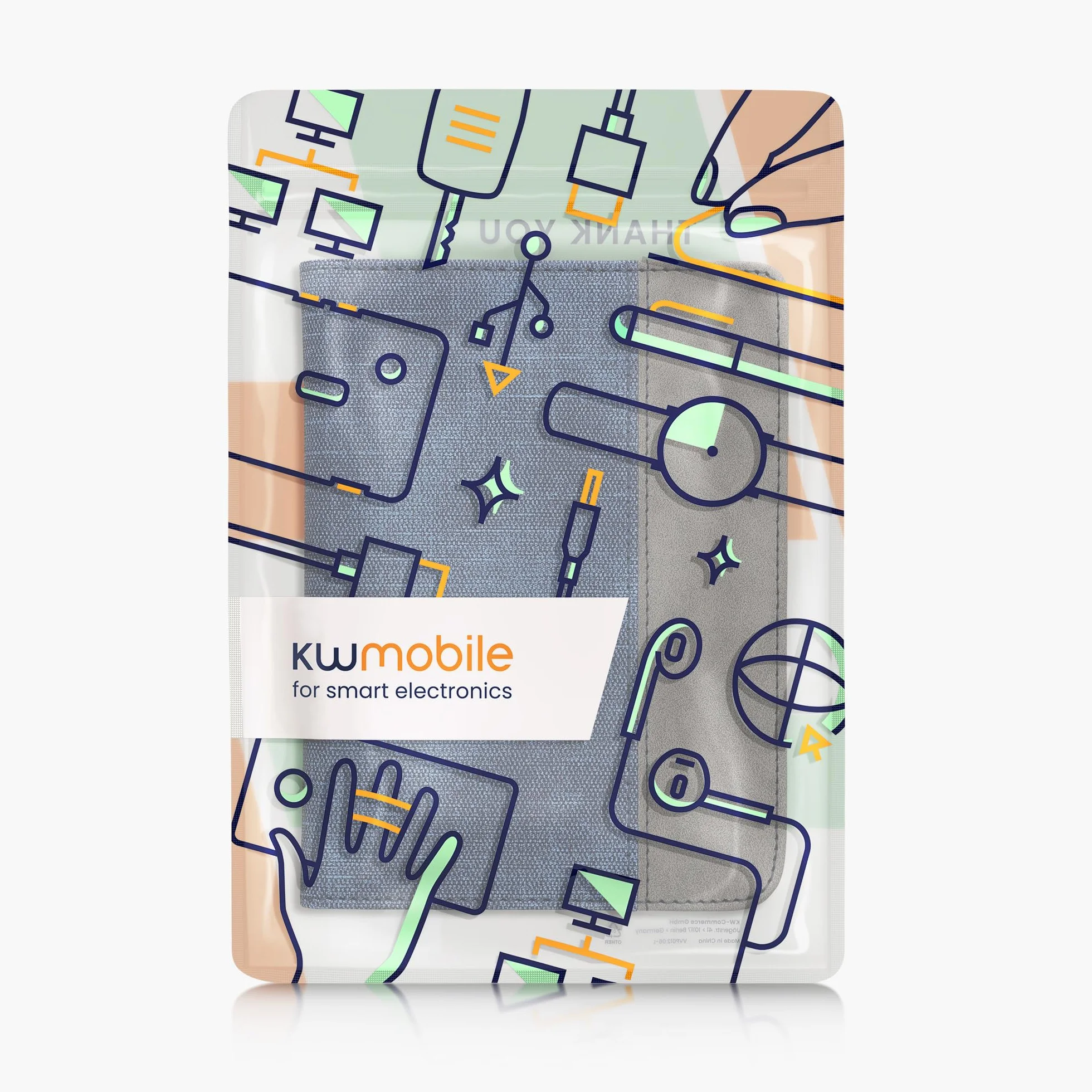 kwmobile Etui z klapką z paskiem na rękę do Kobo Clara BW/Clara Colour/Tolino Shine (5)/Shine Color - Pokrowiec ze sztucznej skóry - Ciemnoniebieski Ciemnoszary