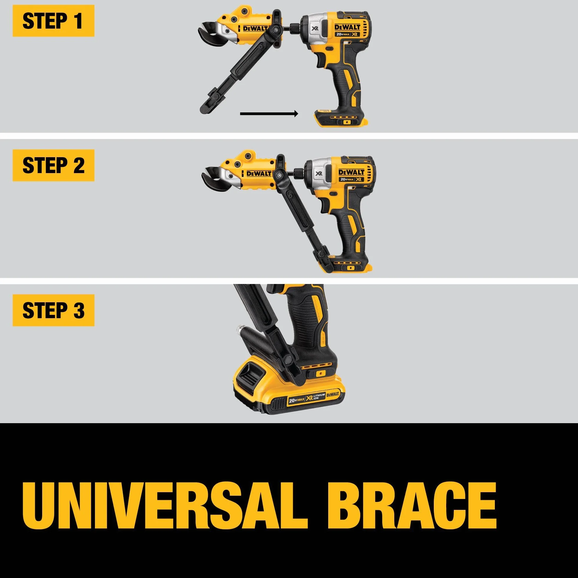 DEWALT DWASHRIR Metalowe nożyce mocujące, gotowe do uderzenia, czarny/żółty