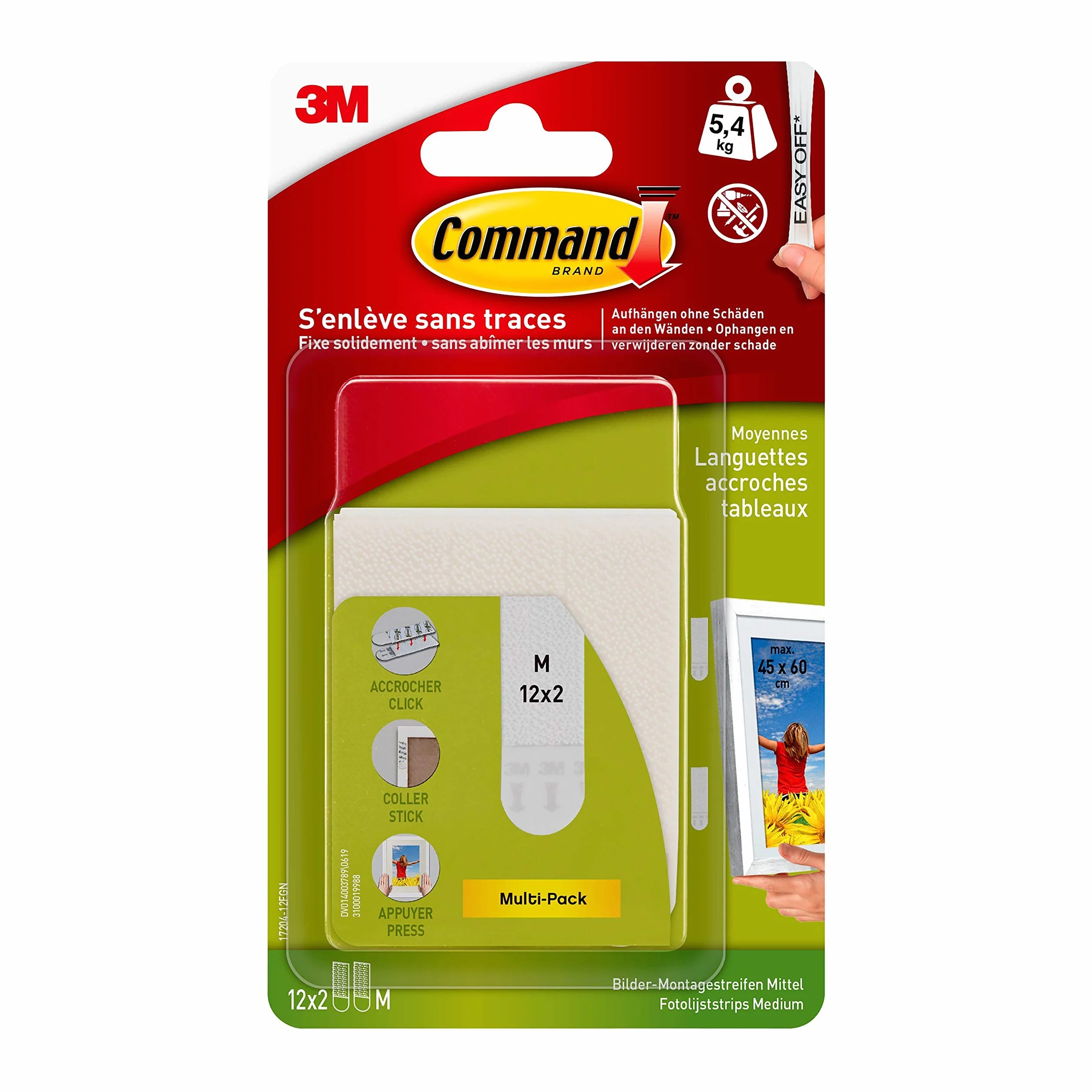 Command 17201-4PK średnie paski do montażu obrazów, M, białe