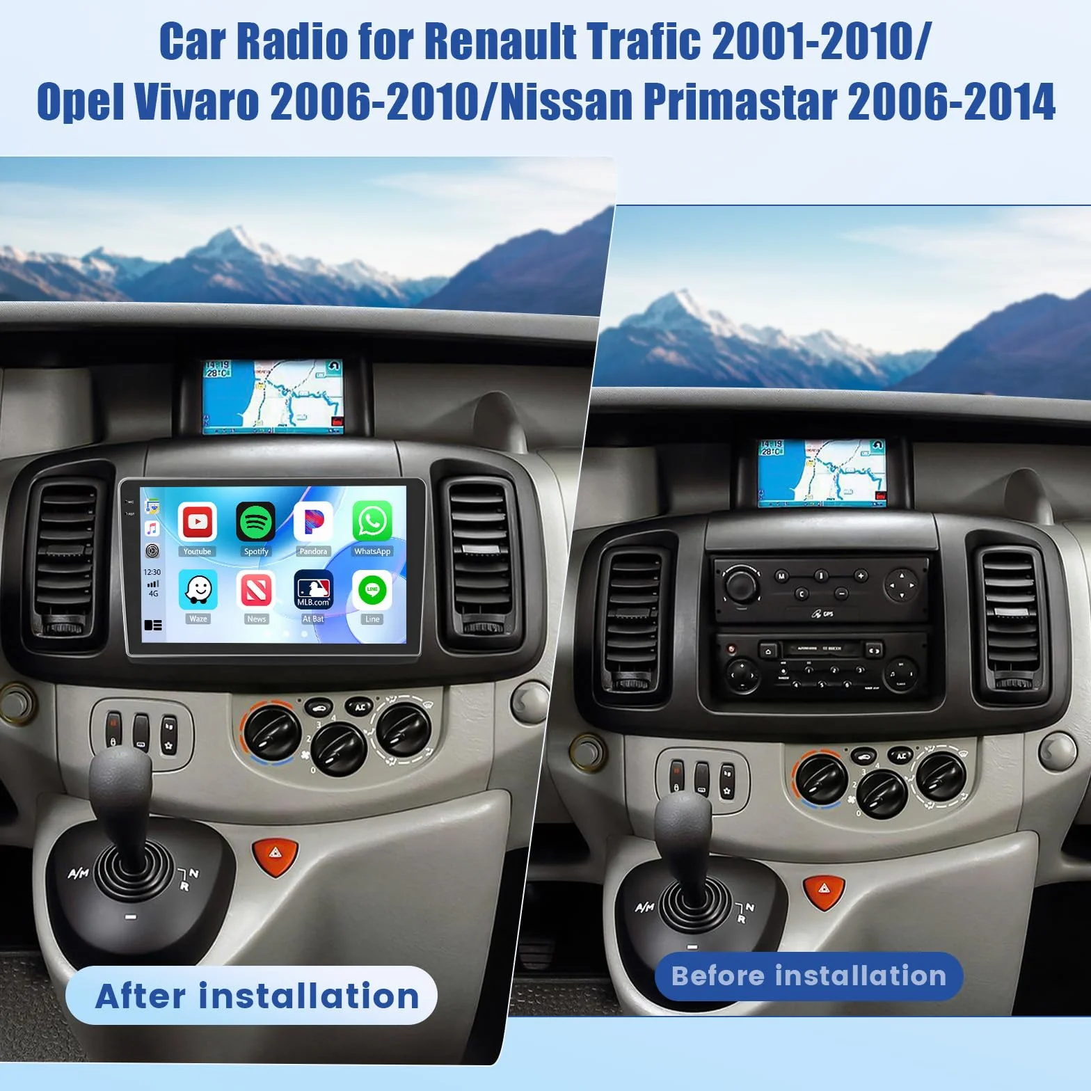 Inefala Android 15 Car Stereo 10" dla Renault Trafic 2001-2010 z Wireless CarPlay Android Auto GPS WiFi