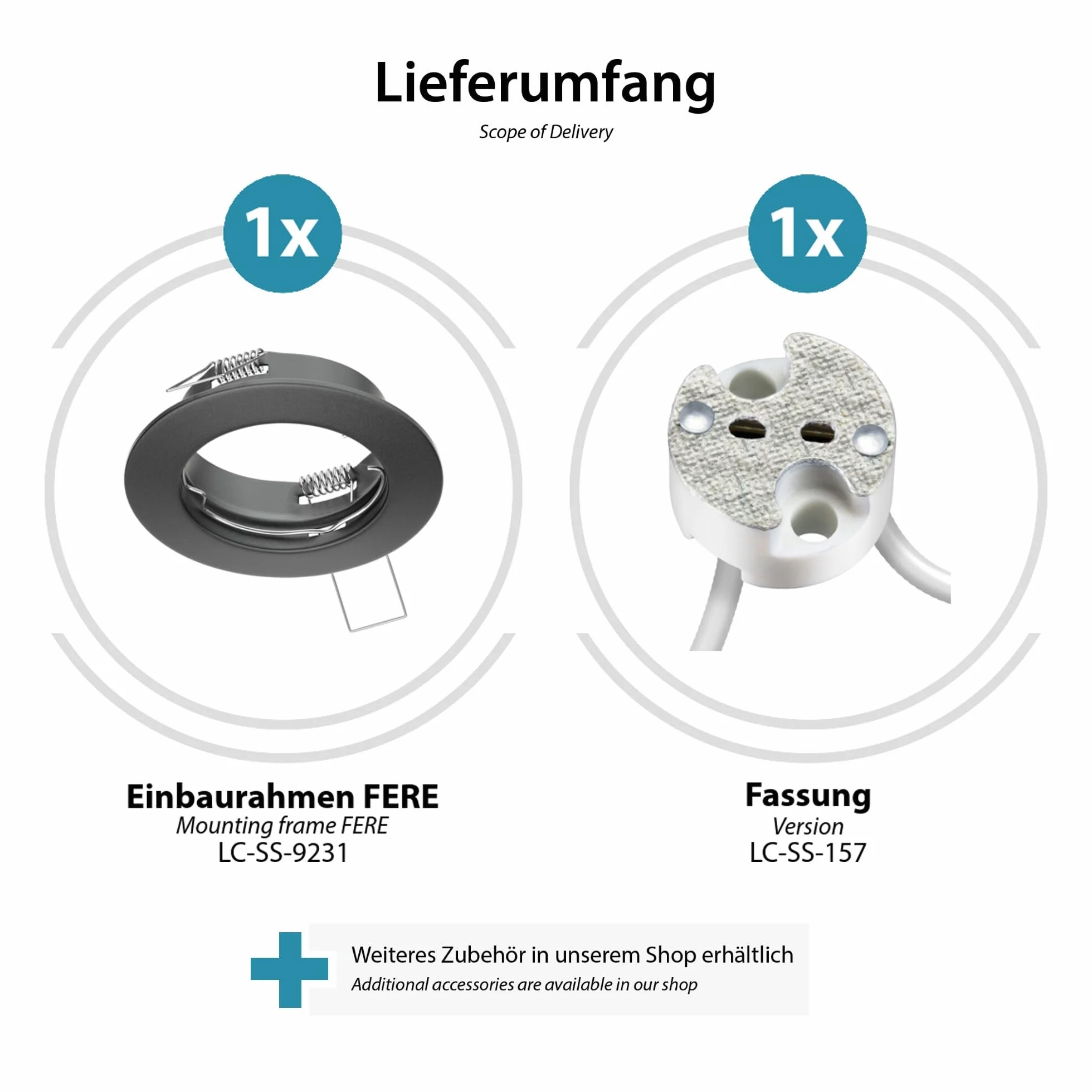 ledscom.de 5 sztuk Sufitowa ramka do zabudowy FERE ramka do zabudowy antracyt mat (LED/halogen/MR16/50mm) z gniazdem GU5.3