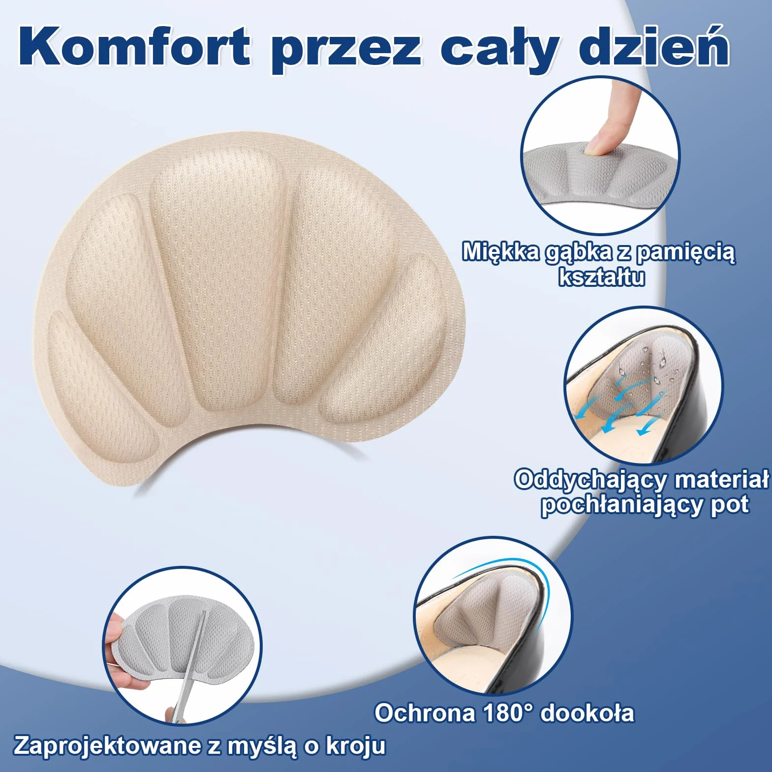 zapiętki do butów, 3 pary samoprzylepnych nakładek na pięty do luźnych butów, antypoślizgowe wkładki na pięty do trampek na wysokim obcasie, skórzane buty za duże