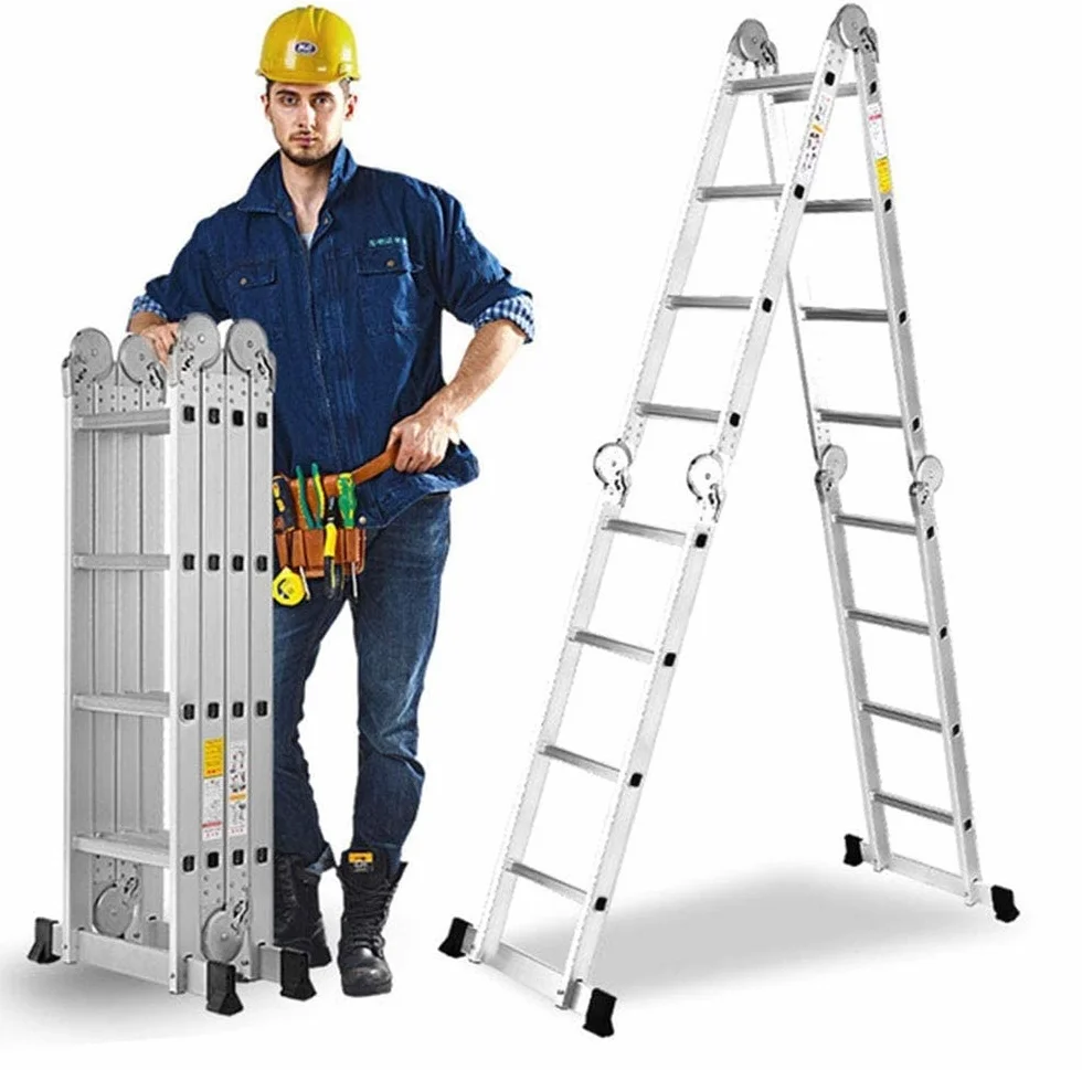 TREPPE Składana drabina przegubowa Wielofunkcyjna Aluminium 4x4 Schody 4,70m