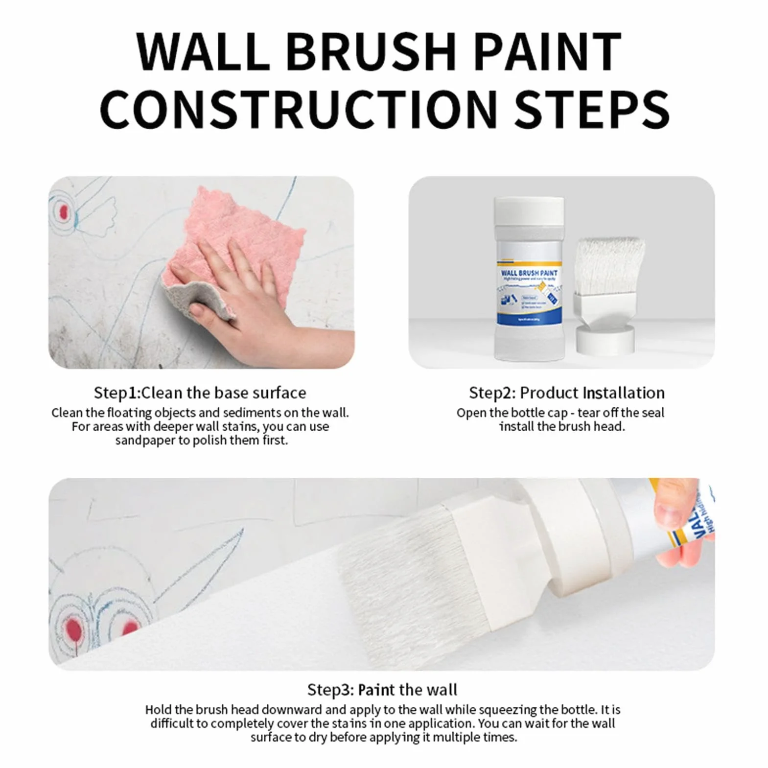 Wall Repair Paste, Safe Wall Touchup Paint, White Ceiling Paint, Wall Touchup Kit, Wall Stain Remover Paint, Paint With Brush For Walls, Home Wall Repair Kit, 180g Wall Repair Paste