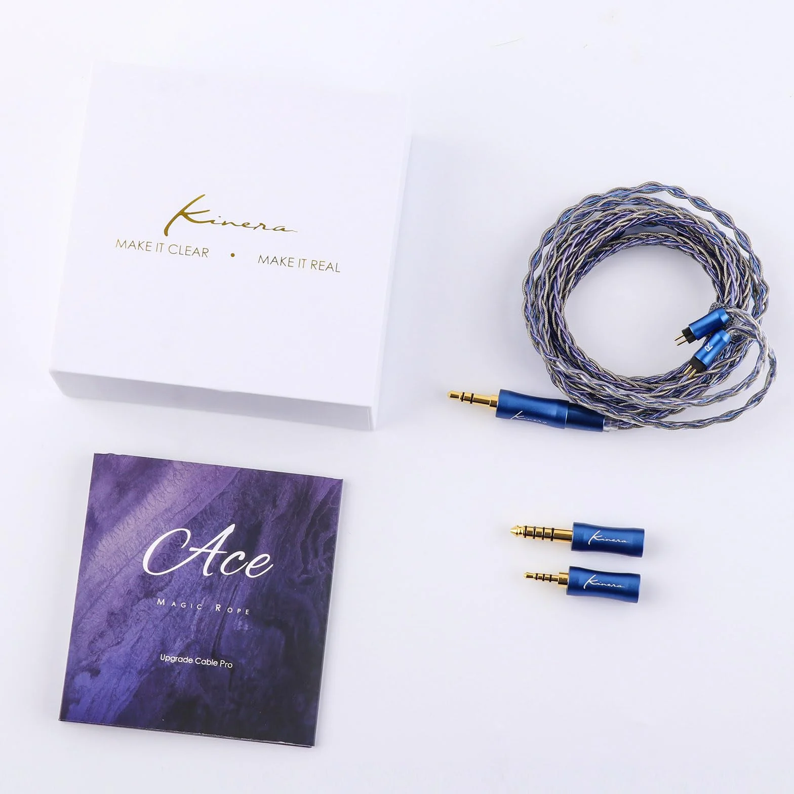 Kinera Ace 2.0 Modułowy kabel słuchawkowy 8 żył miedzianego ze stopu srebrnej folii 2,5mm/3,5mm/4,4mm 0,78 2 pin