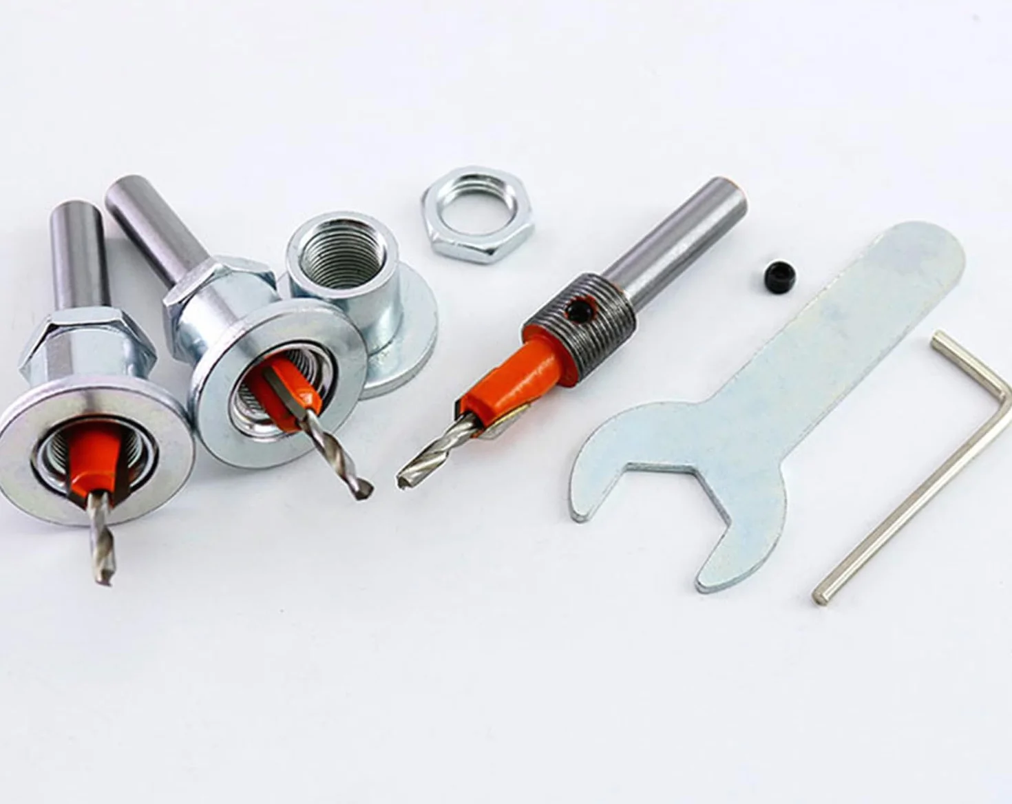2 x zestaw wierteł stożkowych 8 mm z ogranicznikiem głębokości, wiertło do wiertła 2,8-3,2 mm z kluczem sześciokątnym i śrubami do drewna i tworzywa sztucznego