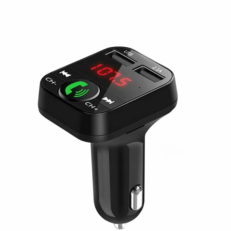 Retoo Bluetooth FM Transmiter z Dual USB, Czytnik SD TF, Wyświetlacz Cyfrowy, Zestaw Głośnomówiący, Samochodowy Adapter Audio