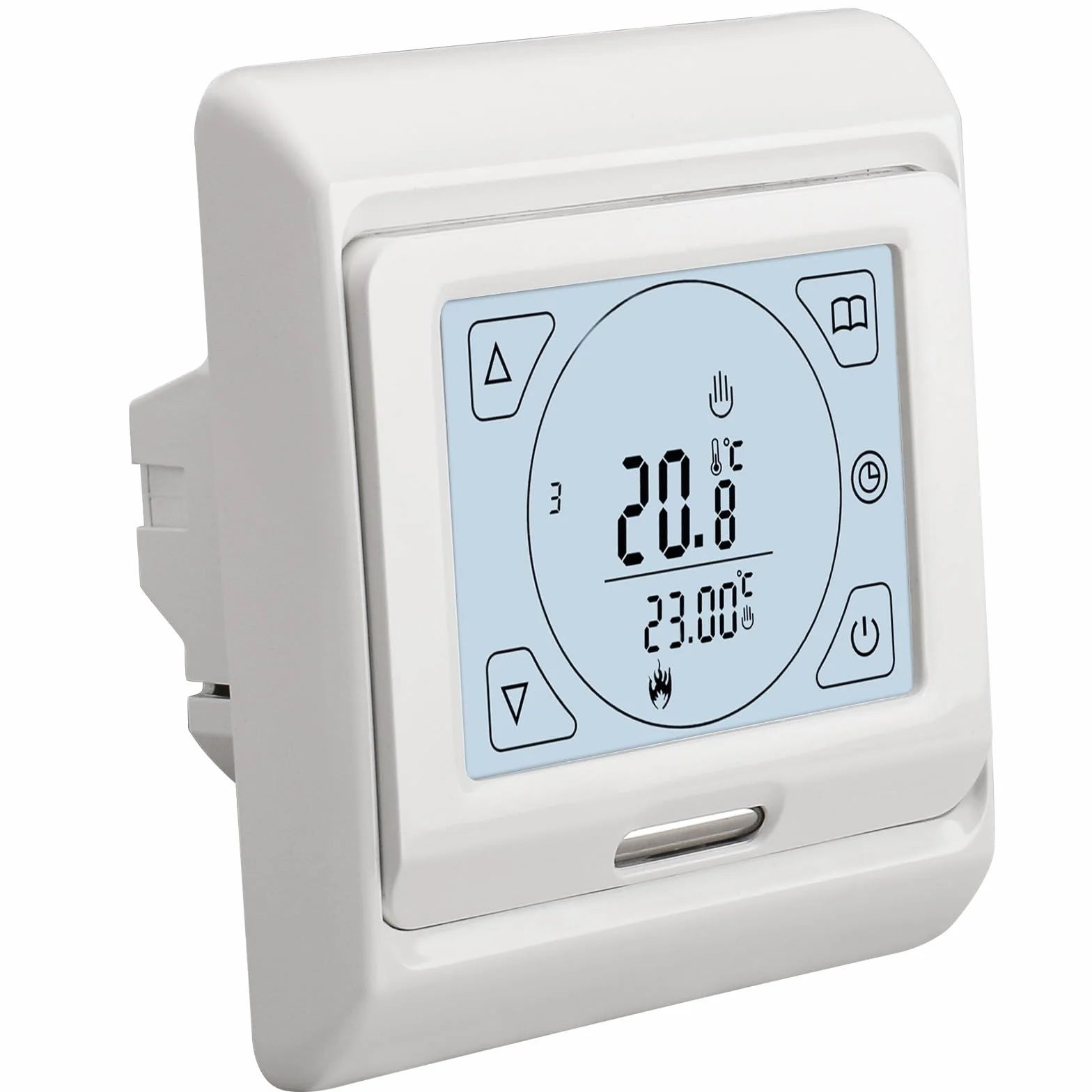 Wengart WG809 termostat pokojowy, cyfrowy wyświetlacz LCD, przyciski dotykowe, programowanie tygodniowe, wyjście 230 V 16A, odpowiedni do elektrycznych urządzeń grzewczych, z zewnętrznym czujnikiem 3m