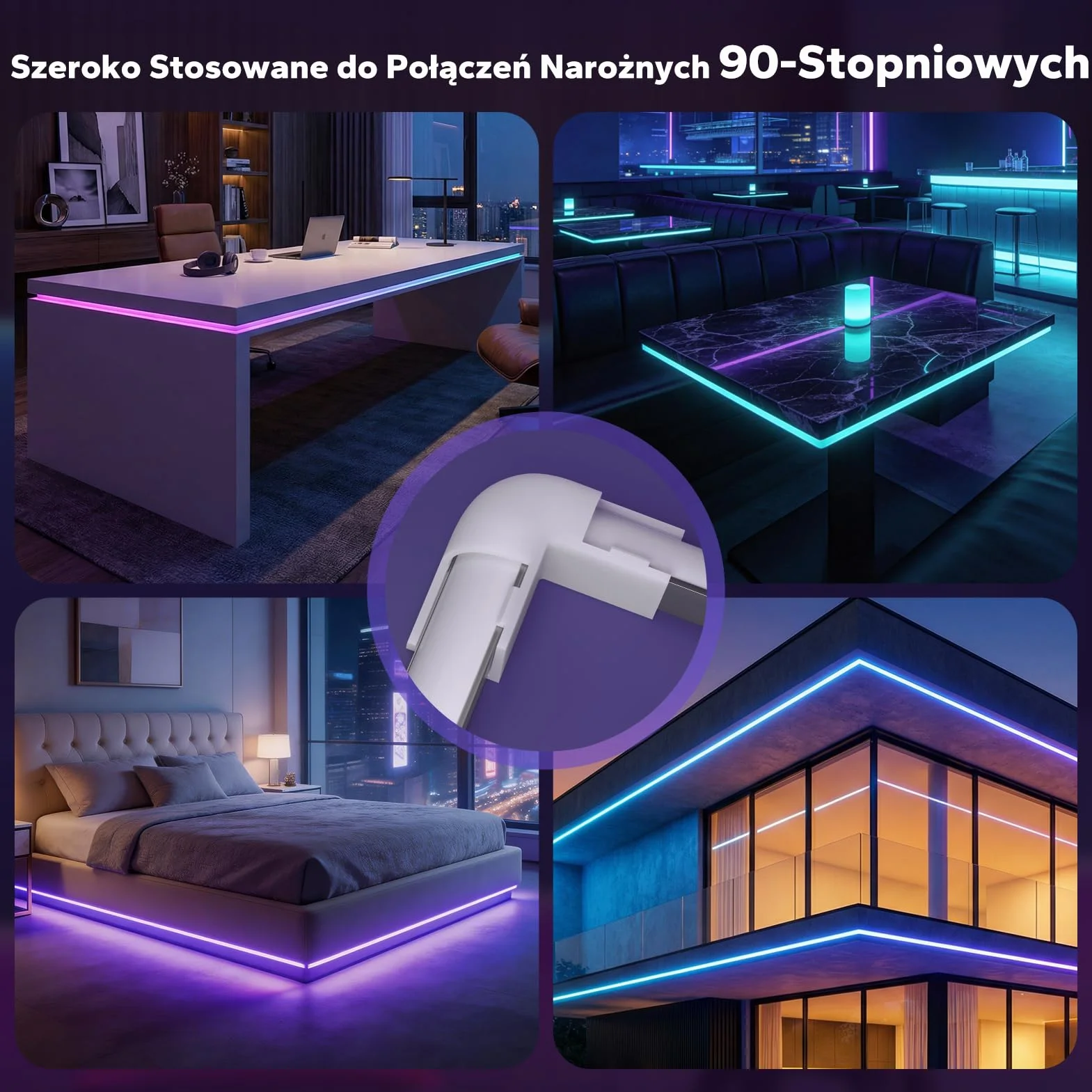 HOMMAND Złącze narożne 90 stopni, 10 szt., złącza narożne do profili LED, 90 stopni złącza kątowe LED do profilu aluminiowego LED w kształcie litery V, śruby w zestawie