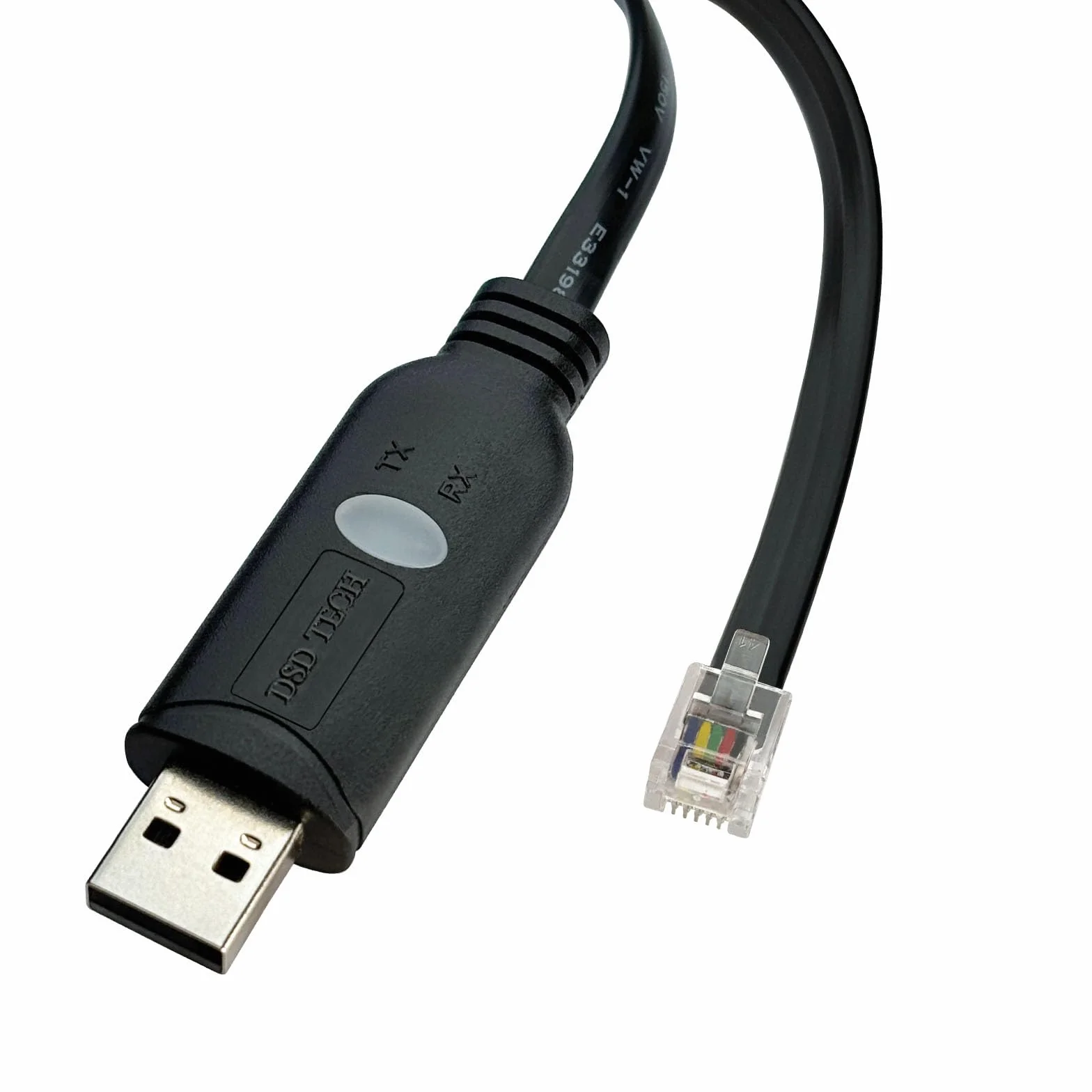DSD TECH SH-RJ12B kabel szeregowy USB na RJ12 RJ11 6P4C RS232 czarny 18 cm