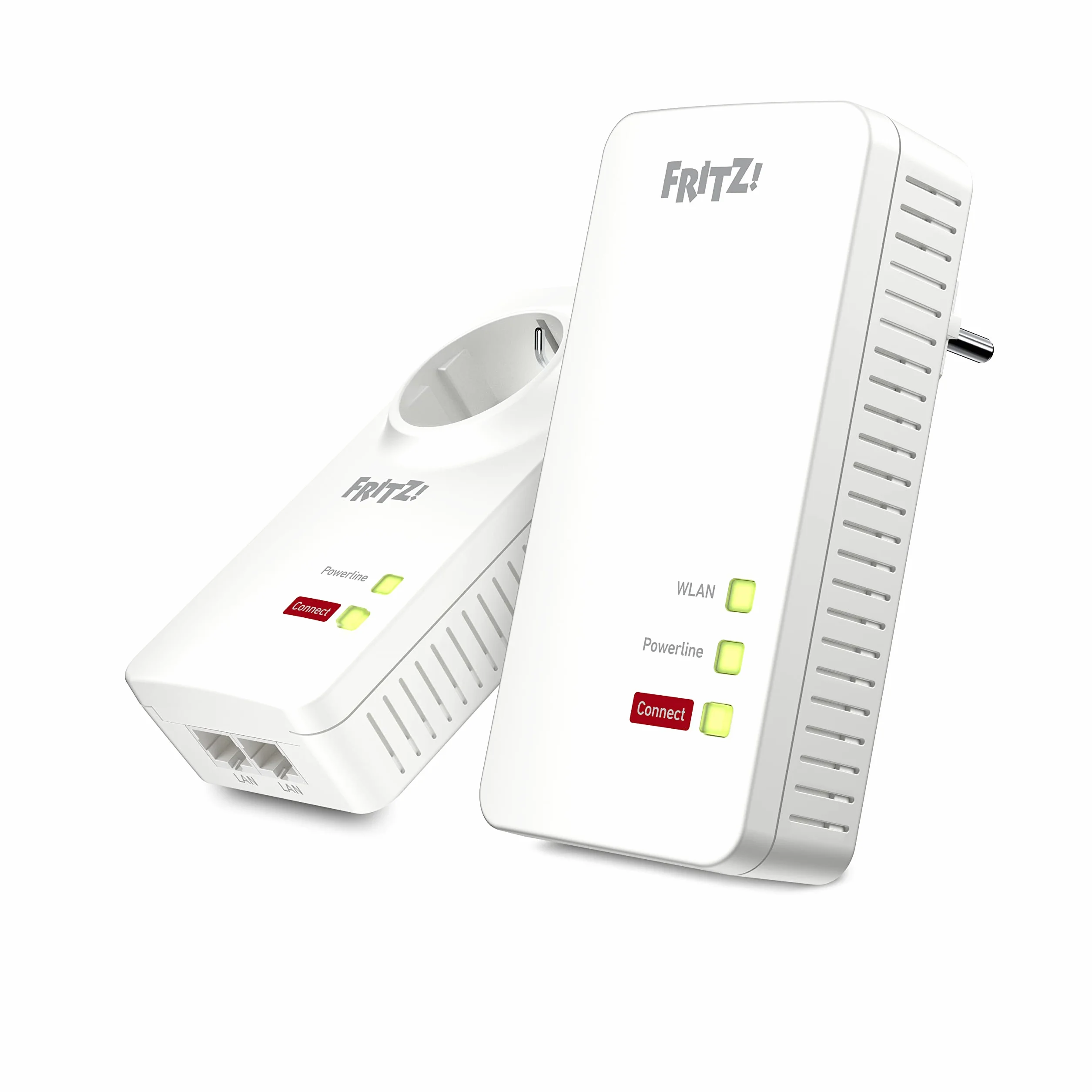 AVM Fritz Powerline 1260E/1220E zestaw WLAN (punkt dostępowy WLAN, idealny do strumieniowego przesyłania multimediów lub połączeń NAS, 1200 Mbit/s, wersja międzynarodowa), biały