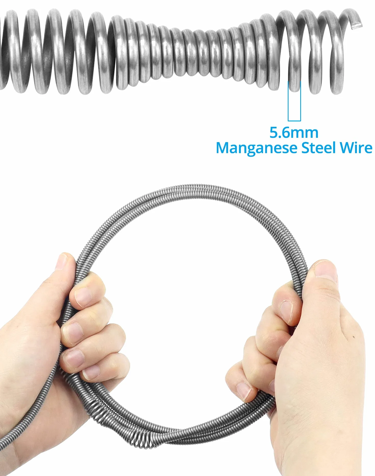 QWORK® Kabel do czyszczenia kanalizacji - 10M x 6mm - Elastyczny kabel do udrażniania rur spustowych