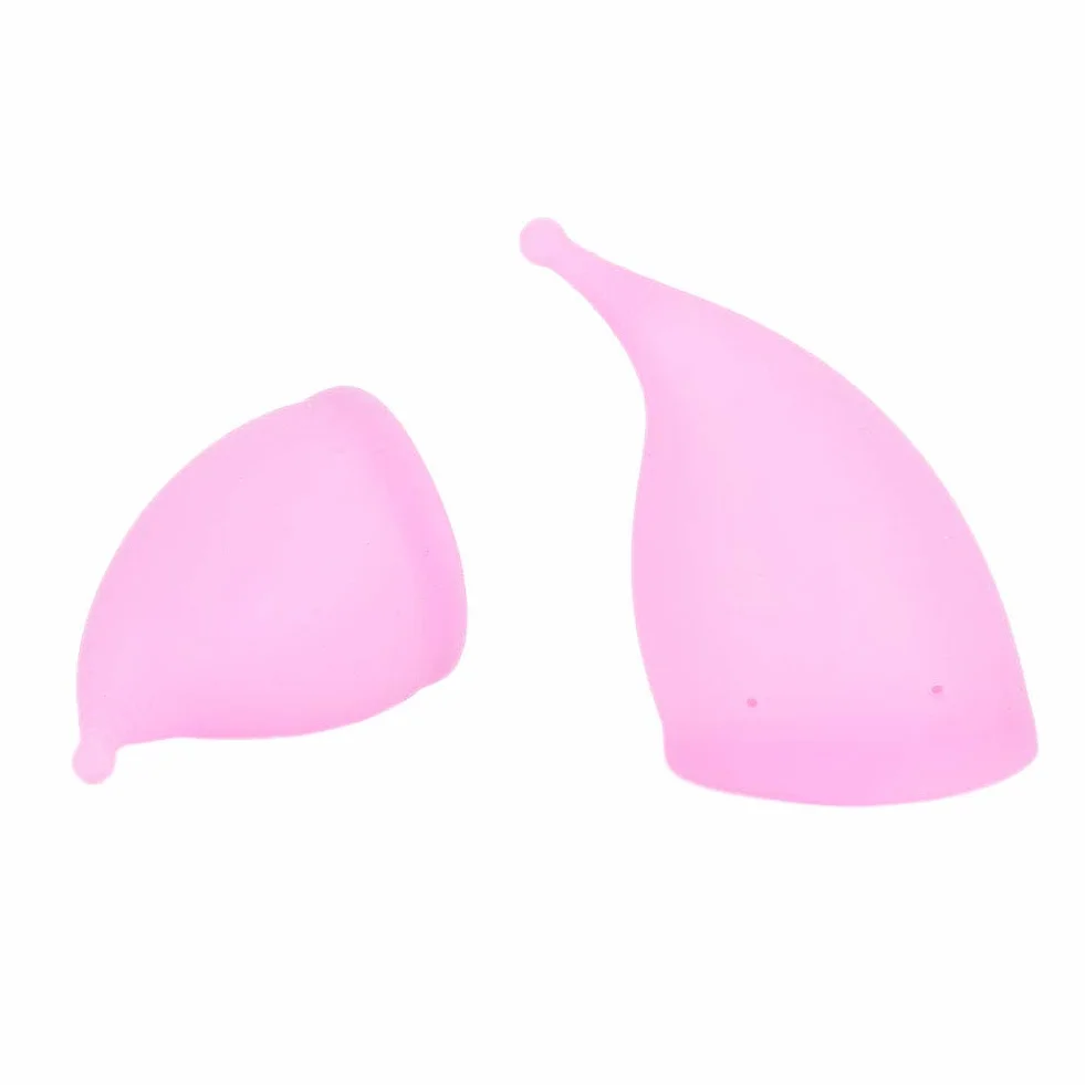 Kubek menstruacyjny, silikonowy damski kubek menstruacyjny wielokrotnego użytku, bezpieczny dla kobiet, damski kubek higieniczny (różowy duży + mały)