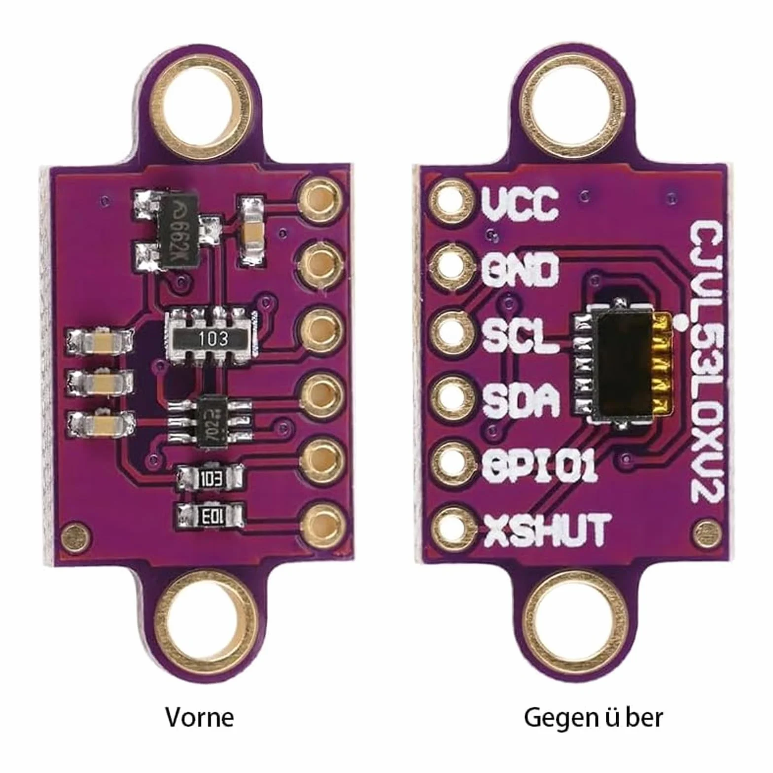 GERUI 4 sztuki VL53L0X Time-of-Flight czujnik odległości, pomiar lotu ToF Laser Range Finder 940 nm, moduł wykrywania laserowego portu szeregowego, wyjście PWM, 4 sztuki.