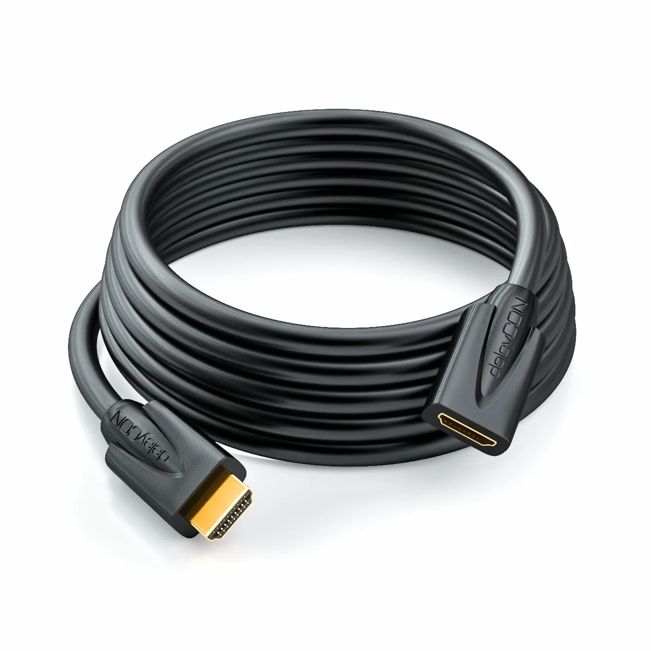deleyCON 1m Przedłużacz HDMI - Kompatybilny z HDMI 2.0a/b/1.4a - UHD 4K HDR 3D 1080p 2160p ARC - Wysoka prędkość z Ethernetem - Czarny