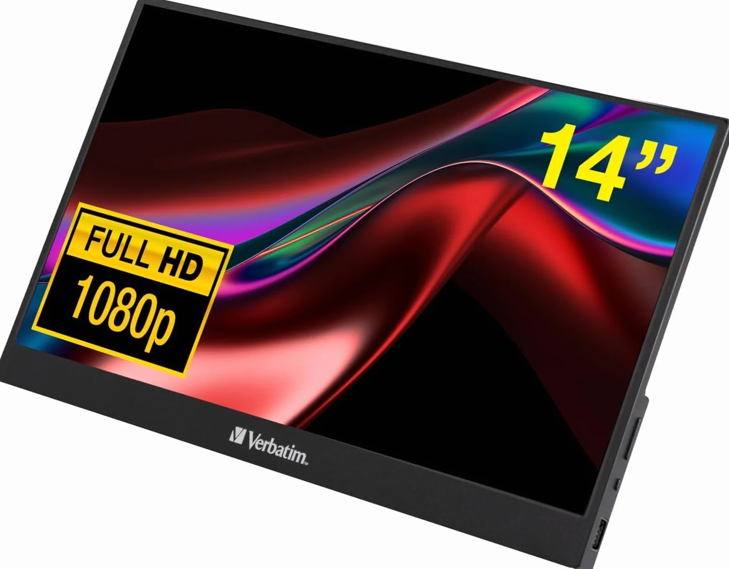 Verbatim PMT-14, przenośny ekran dotykowy, mobilny ekran Full HD 14" do laptopa, tabletu, smartfona, PS5 lub Nintendo Switch ze złączem USB-A, USB-C oraz HDMI, czarny