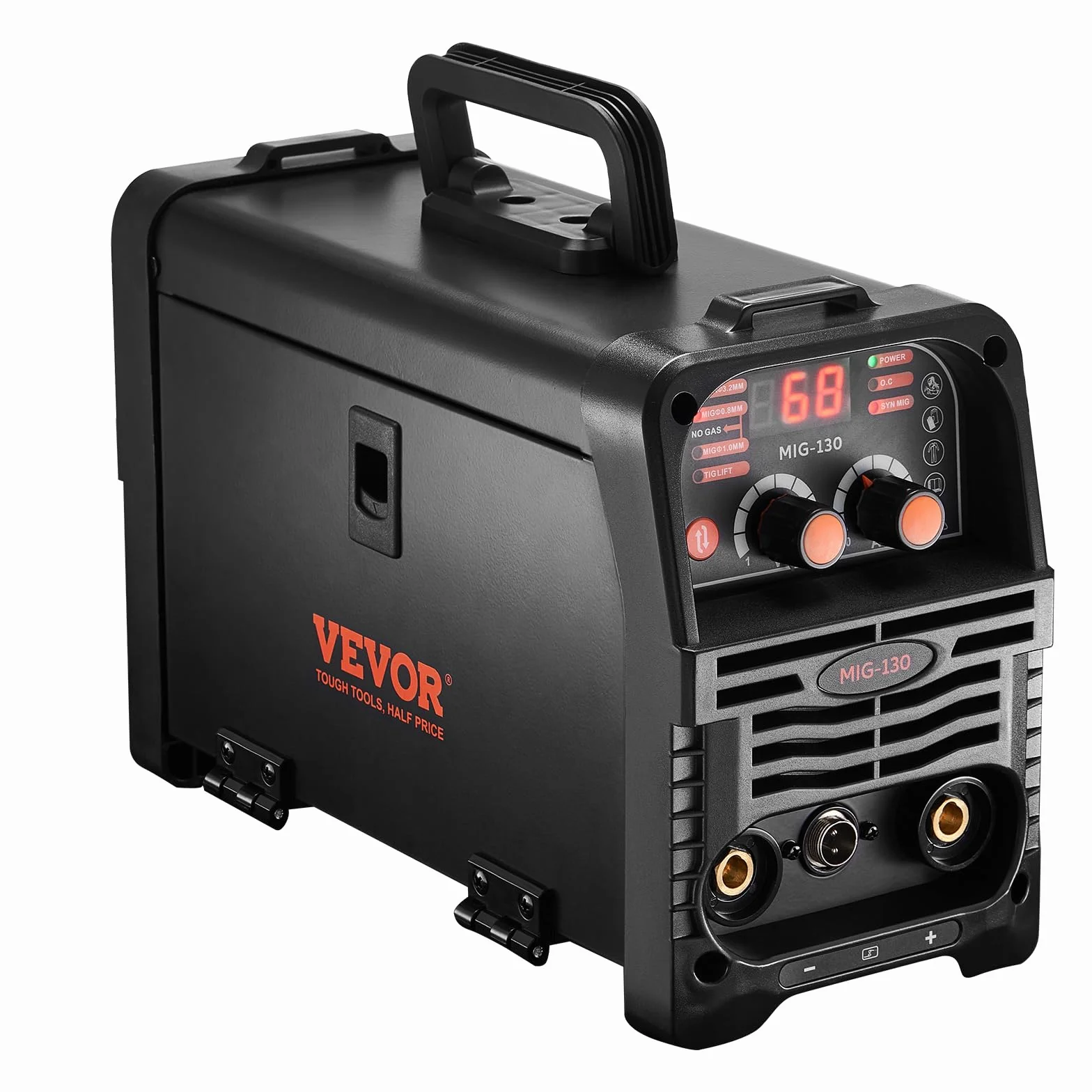 VEVOR Spawarka MIG, 130 A, synergetyczna spawarka MIG, 3 w 1, wieloprocesowa spawarka MIG/MMA/Lift-TIG, spawarka z technologią falownika IGBT i cyfrowym wyświetlaczem