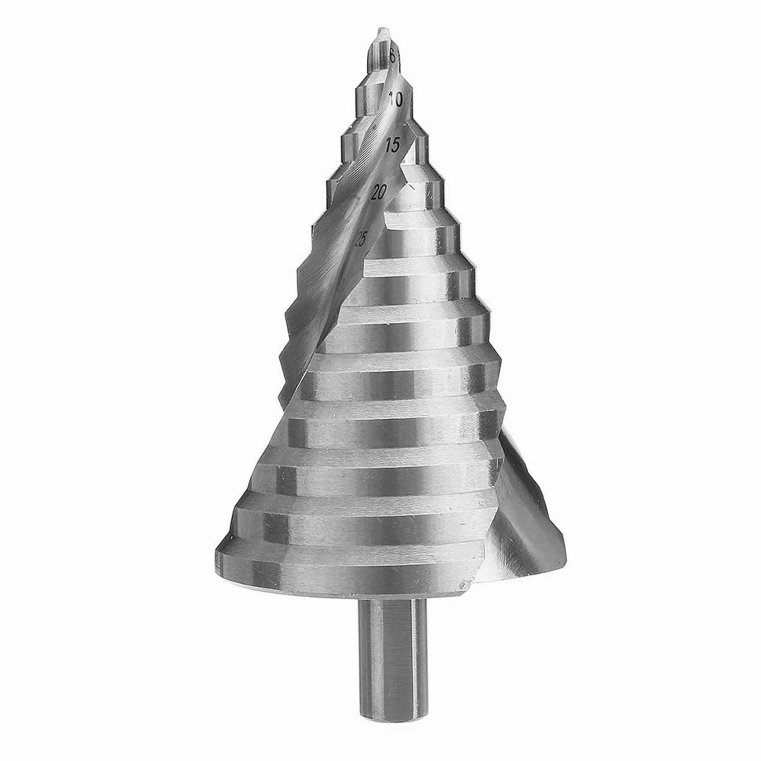 1 szt. 6-60 mm wiertło stożkowe stopniowe HSS ze spiralnym rowkiem | Frez do otworów w drewnie i metalu z chwytem okrągłym ze stali szybkotnącej