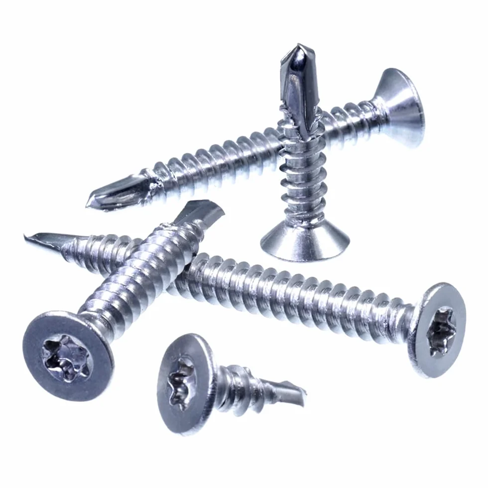 SECCARO Wkręt do blachy z łbem wpuszczanym 5,5 x 80 mm, stal nierdzewna A4, końcówka wiertnicza, ISO 15482 / DIN 7504, TX/gniazdo sześciokątne, 75 sztuk