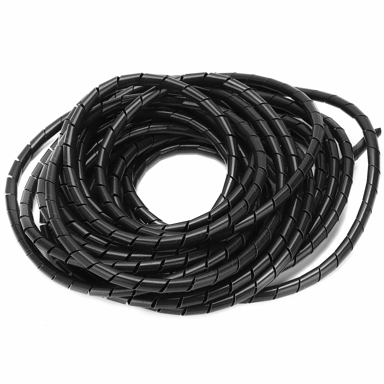 Elastyczny Organizer do Kabli, 10m, Spiralny Oplot Kablowy, 8mm, Czarny, PVC, do Sal Komputerowych i Biur