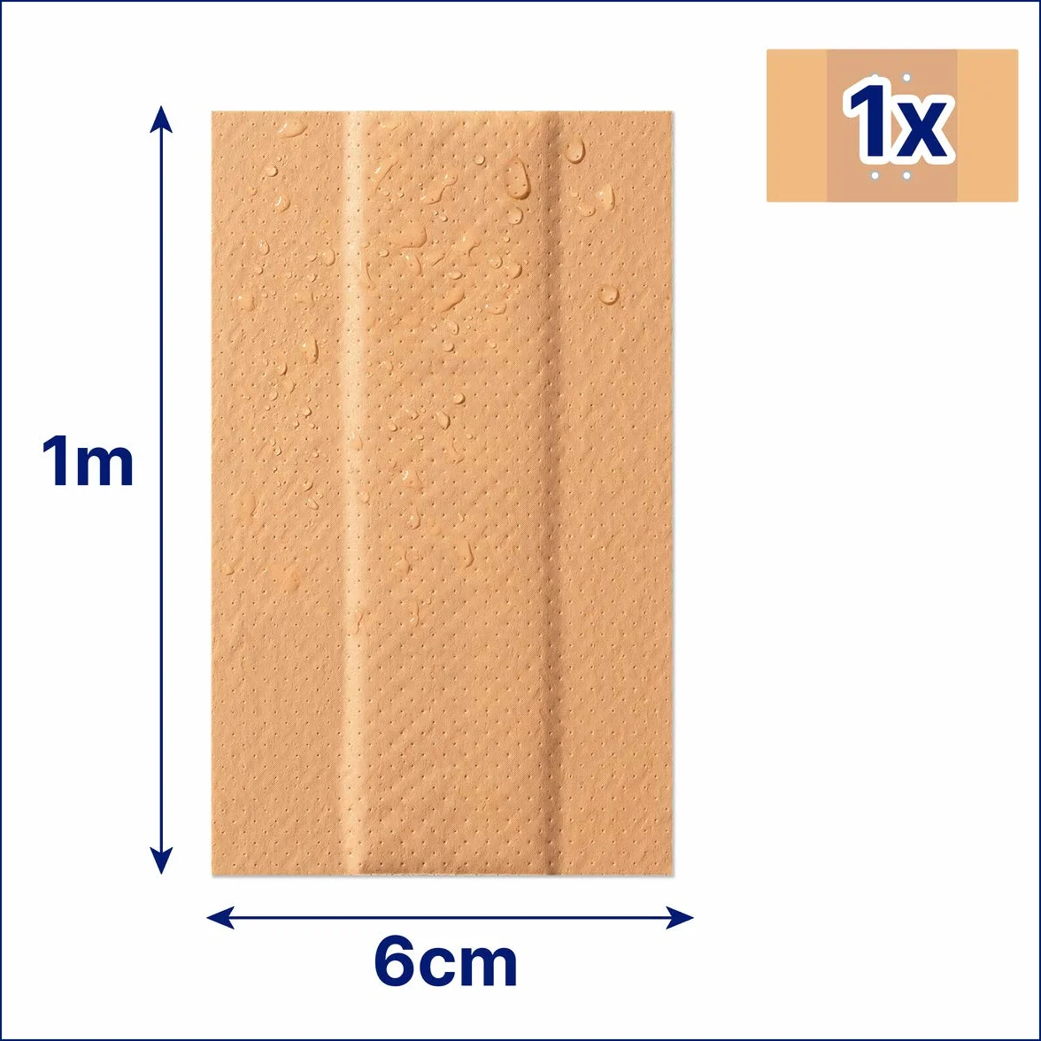 Hansaplast Uniwersalny plaster (1 m x 6 cm), odporny na zabrudzenia i działanie wody plaster na rany, z możliwością przycięcia rolka o dużej sile klejenia i Bacteria Shield