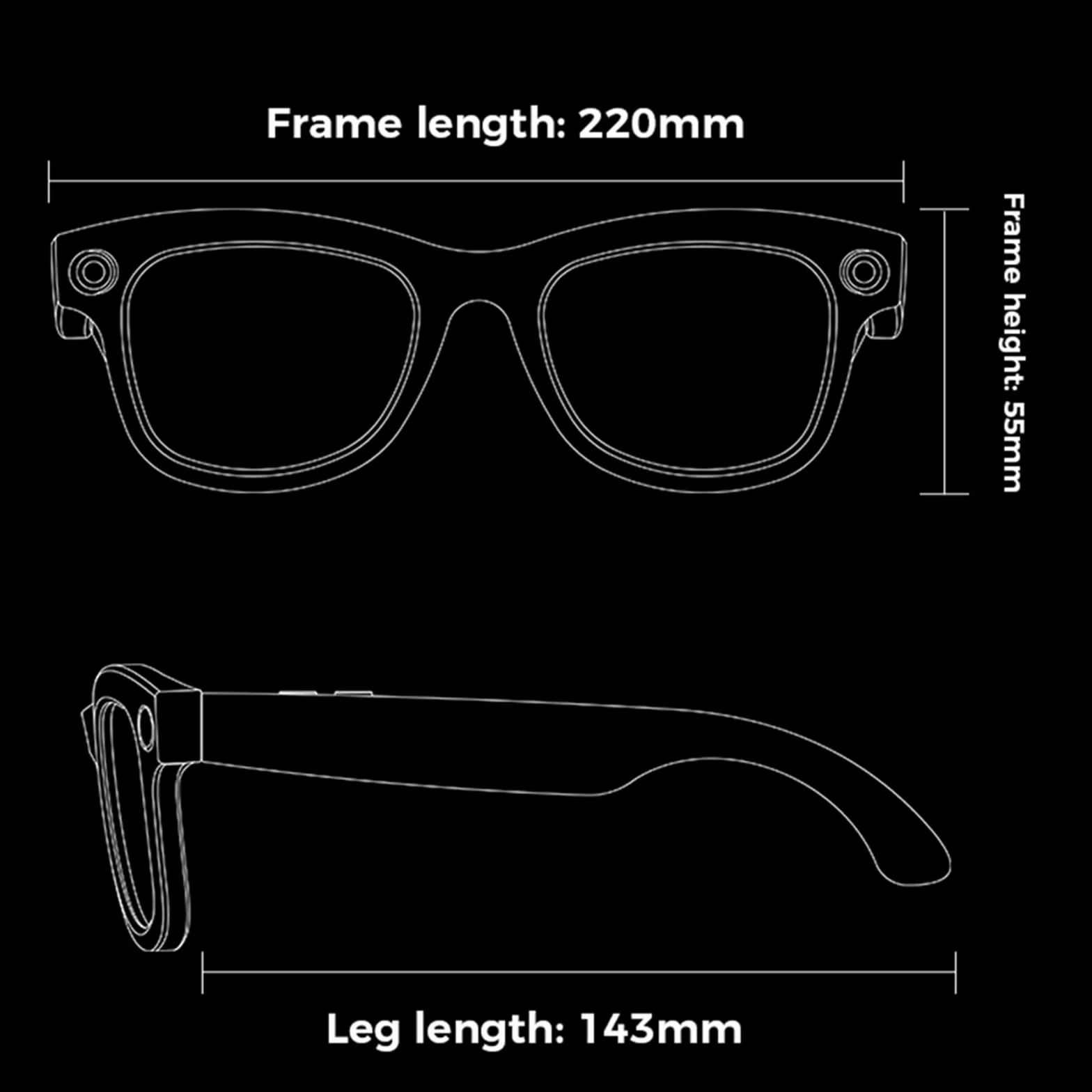 Inteligentne okulary AI z kamerą 500 W pikseli, ChatGPT, sterowaniem głosowym, Wi-Fi 4.0 + Bluetooth 5.3