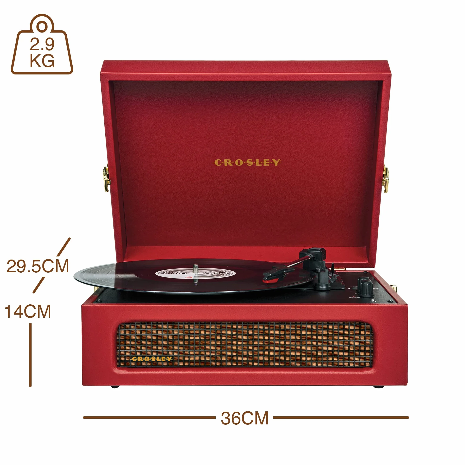 Crosley Voyager - Burgunderrot, CR8017B-BUR4, rozmiar uniwersalny, czerwony burgund