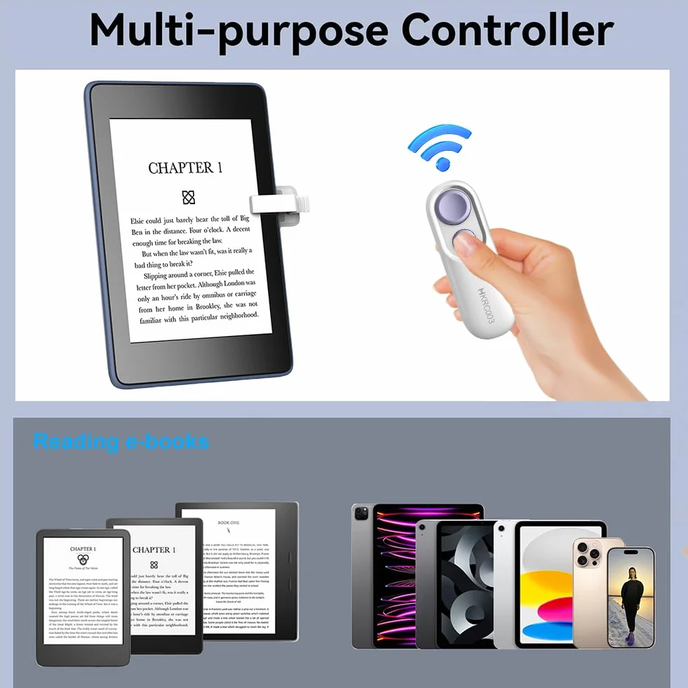 Zdalna strona Turner dla Kindle Paperwhite Oasis Kobo czytniki przenośne zdalne sterowanie Page Turner ze smyczą kamera zdalna migawka do tabletów iPad (fioletowy)