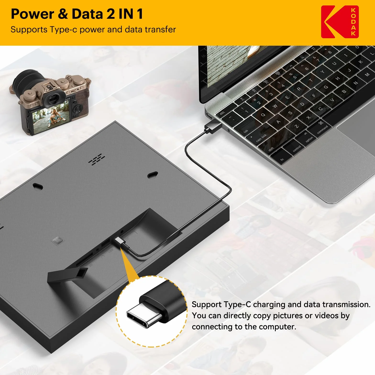 KODAK Cyfrowa ramka na zdjęcia 10 cali 32 GB WiFi HD IPS LCD ekran dotykowy