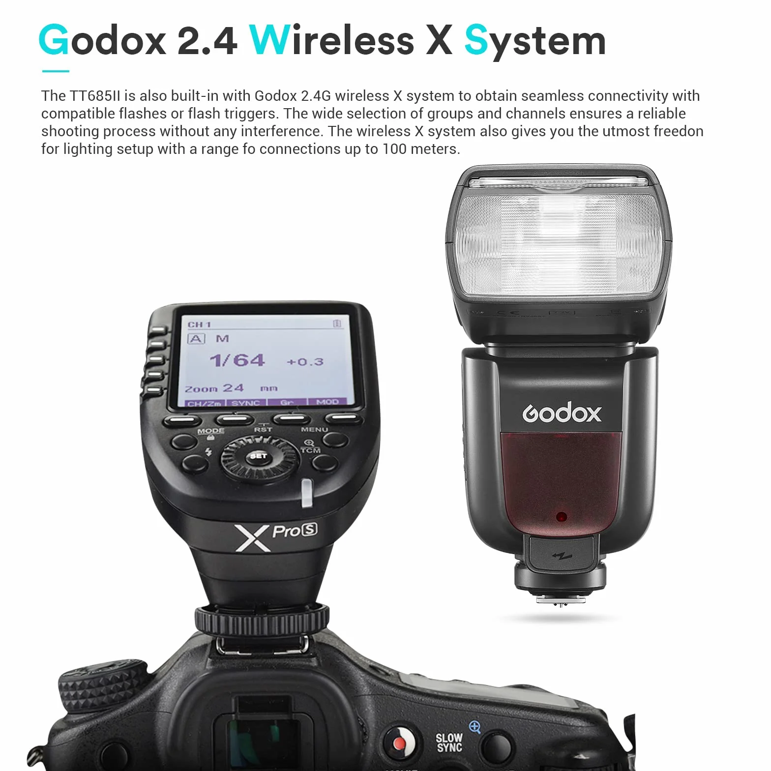 Godox TT685II-S Speedlite TTL Flash Camera 2.4G HSS GN60 1/8000s for Sony A7III A7IV A77II A7RII A7R A58 A99 A6400 A6000