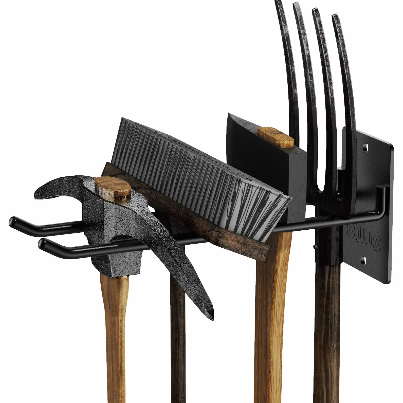 4 Pack Garage Storage Organizer for Tool Organization Heavy-Duty Solid Steel Wall Hanger for Garden Tools - Shovel Holder, Rake Broom Yard Wall Mount Hooks - Overhead Garage Storage Rack