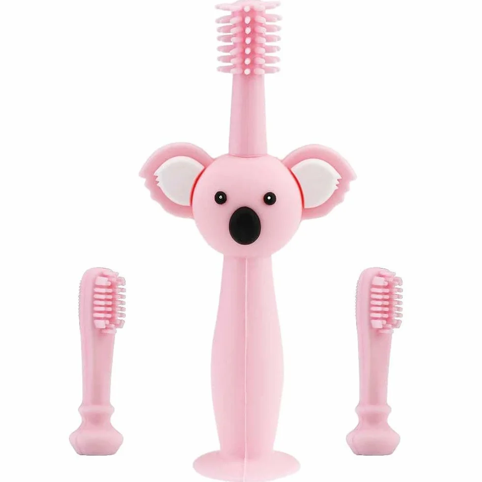 Szczoteczki do zębów Vicloon Baby, szczoteczka do zębów dla niemowląt, miękki silikon 360 ° z uroczym wzorem Koala, zabawka ząbkująca pielęgnacja jamy ustnej dla niemowląt 0-3 lat (części 3)
