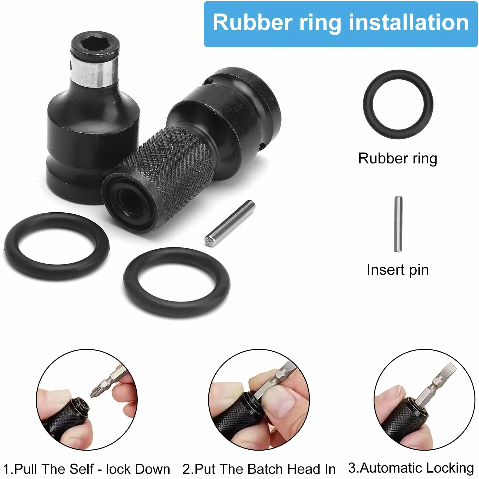 2 szt. adaptera do kluczy udarowych Impact Bit Holder Socket 1/2 do 1/4 cala wkładka do wkrętarki, wielofunkcyjne narzędzie do kluczy elektrycznych i zapadków