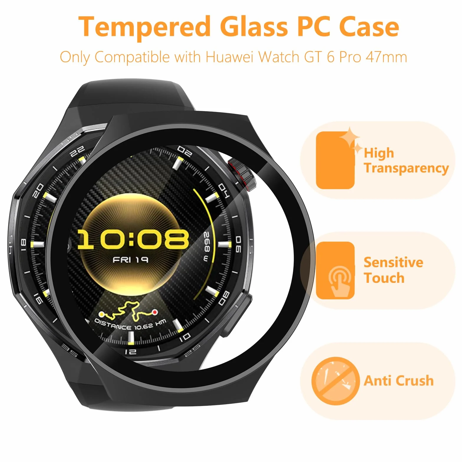 Kompatybilne etui ochronne Hianjoo z folią ochronną do Huawei Watch GT 6 Pro 47mm, PC osłona wyświetlacza, 5 sztuk