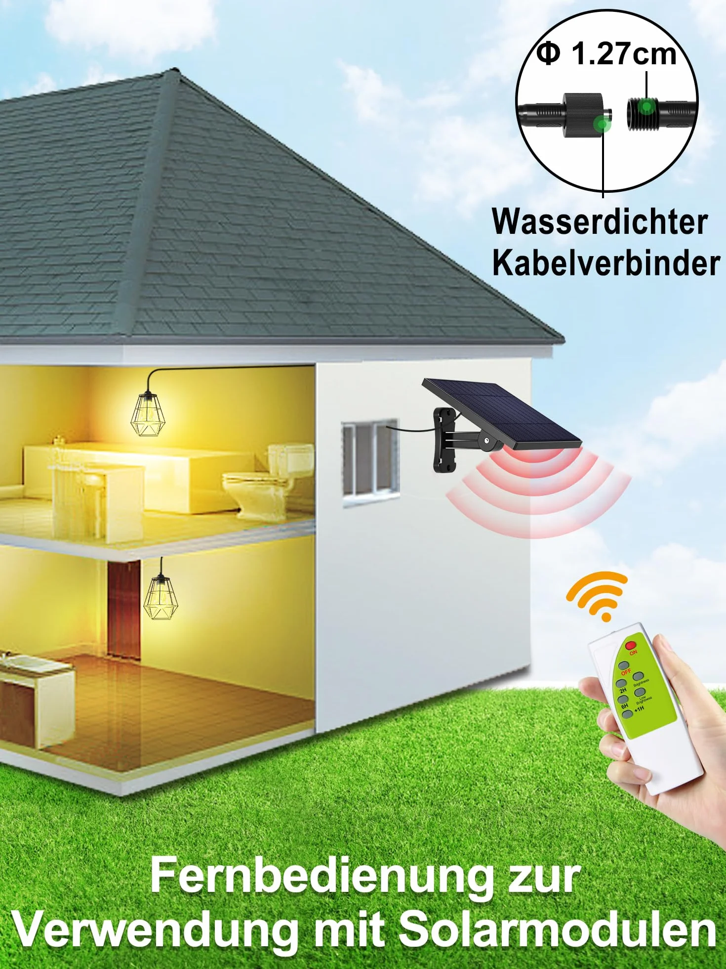 intelamp Solarne lampy wiszące do użytku na zewnątrz, do wnętrz, 4000 mAh, lampy solarne do użytku na zewnątrz, z pilotem zdalnego sterowania, do ogrodu, na taras, balkon, pawilon