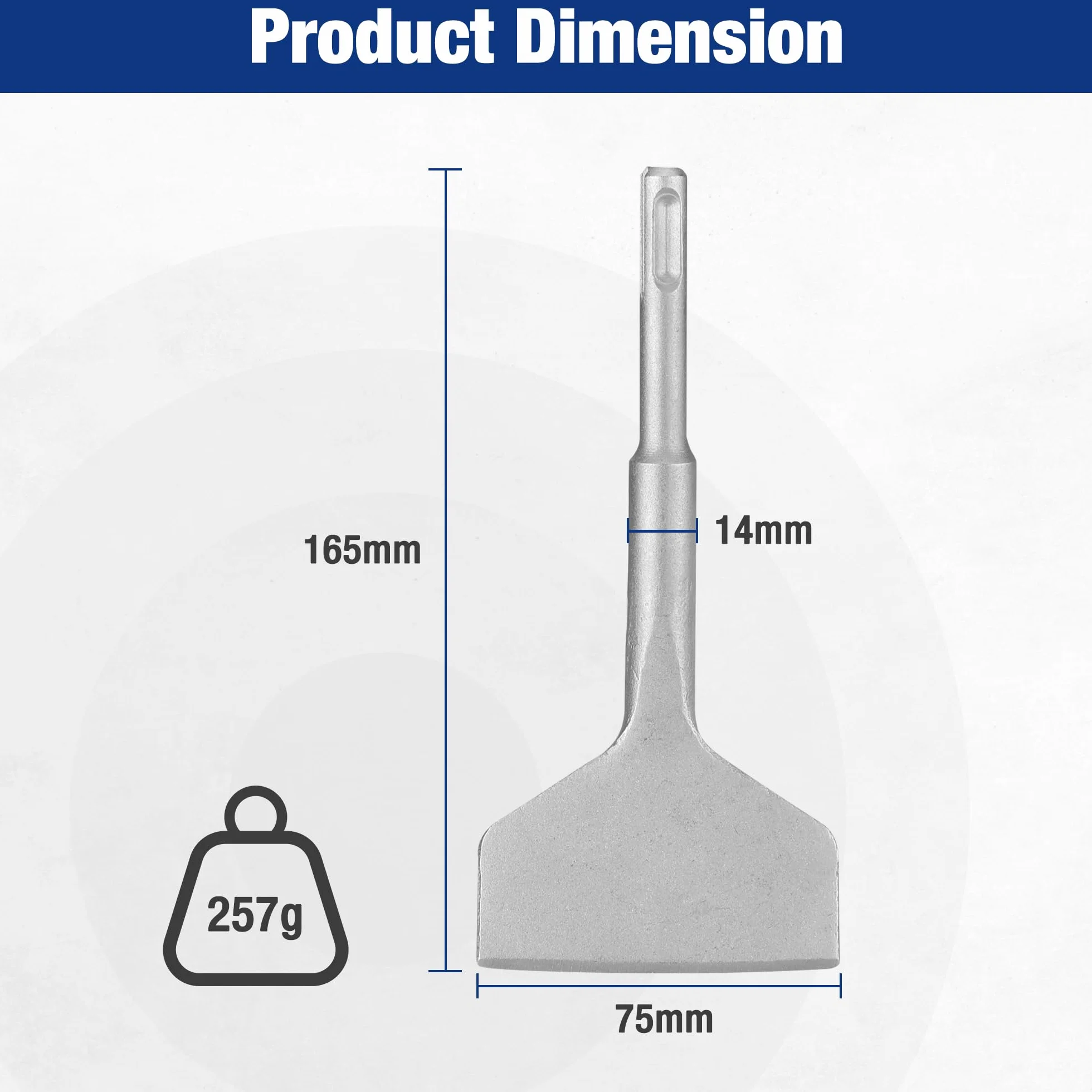 WORKPRO SDS Plus dłuto do płytek 165 x 75 mm, dłuto do usuwania płytek wygiętych 20°, narzędzie do usuwania płytek ceramicznych, płytek podłogowych, muru i betonu