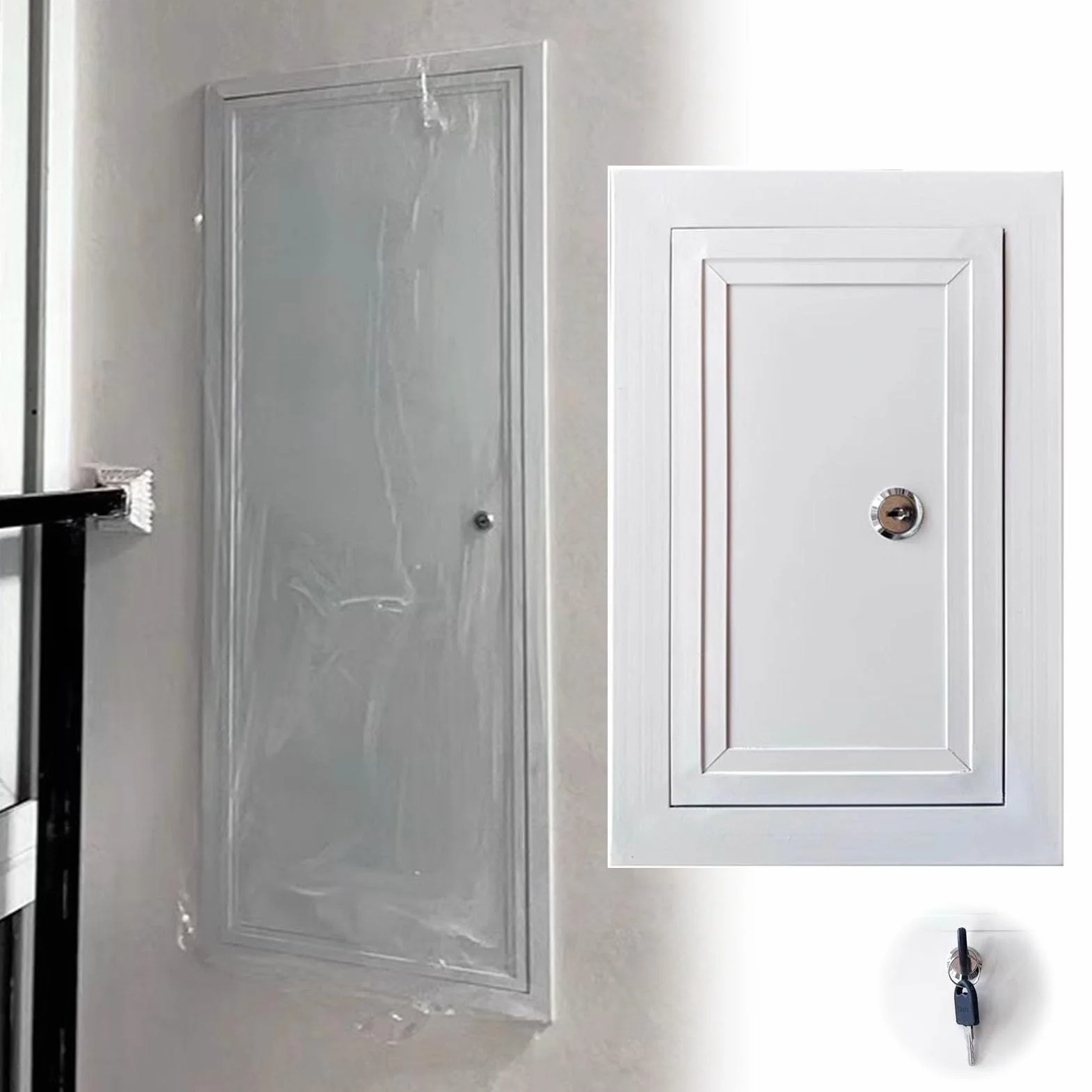 Panel dostępu do płyt kartonowo-gipsowych z zamkiem i kluczem – bezpieczne drzwi wejściowe z płyt gipsowo-kartonowych dla łatwej konserwacji, wiele (600 x 1100 mm / 24 x 45 cali)