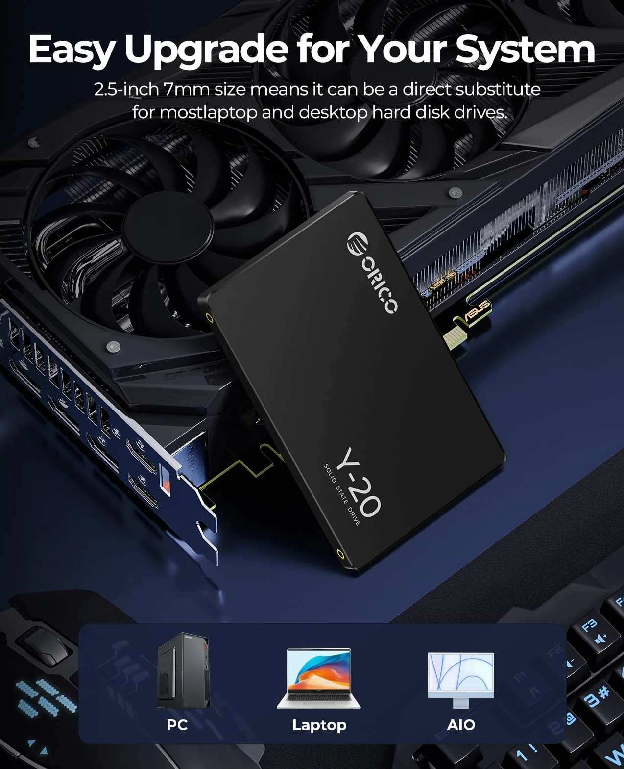 ORICO SSD 1TB SATA III 2,5" wewnętrzny dysk SSD 500 MB/s odczytu