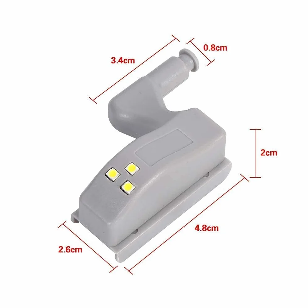 10 sztuk Oświetlenie szafek LED Uniwersalna szafa LED Zawias Lampka z czujnikiem Lampka nocna w kuchni do szafy kredensowej (ciepła biel)